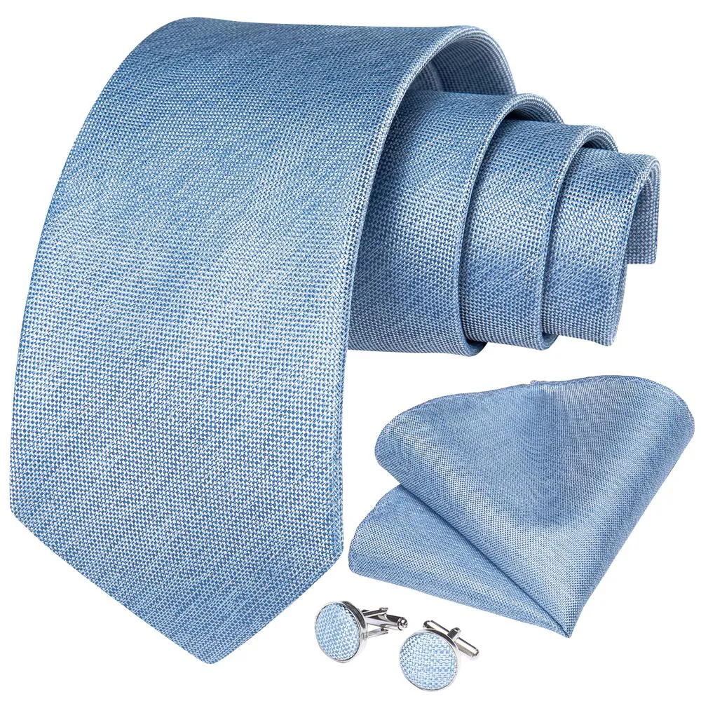 Light Blue Solid Tie Pocket Square Cufflinks Set 8cm sold by Ties2You product image thumbnail 2