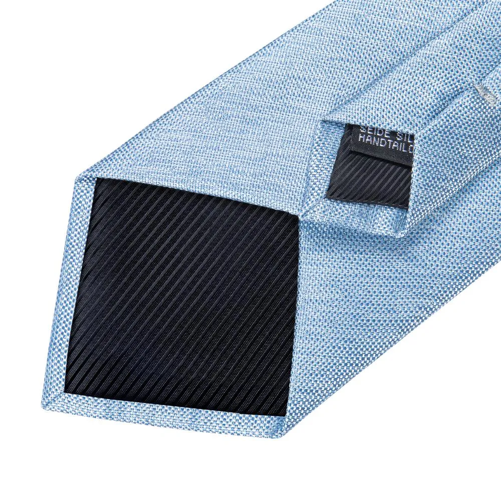 Light Blue Solid Tie Pocket Square Cufflinks Set 8cm sold by Ties2You product image thumbnail 5