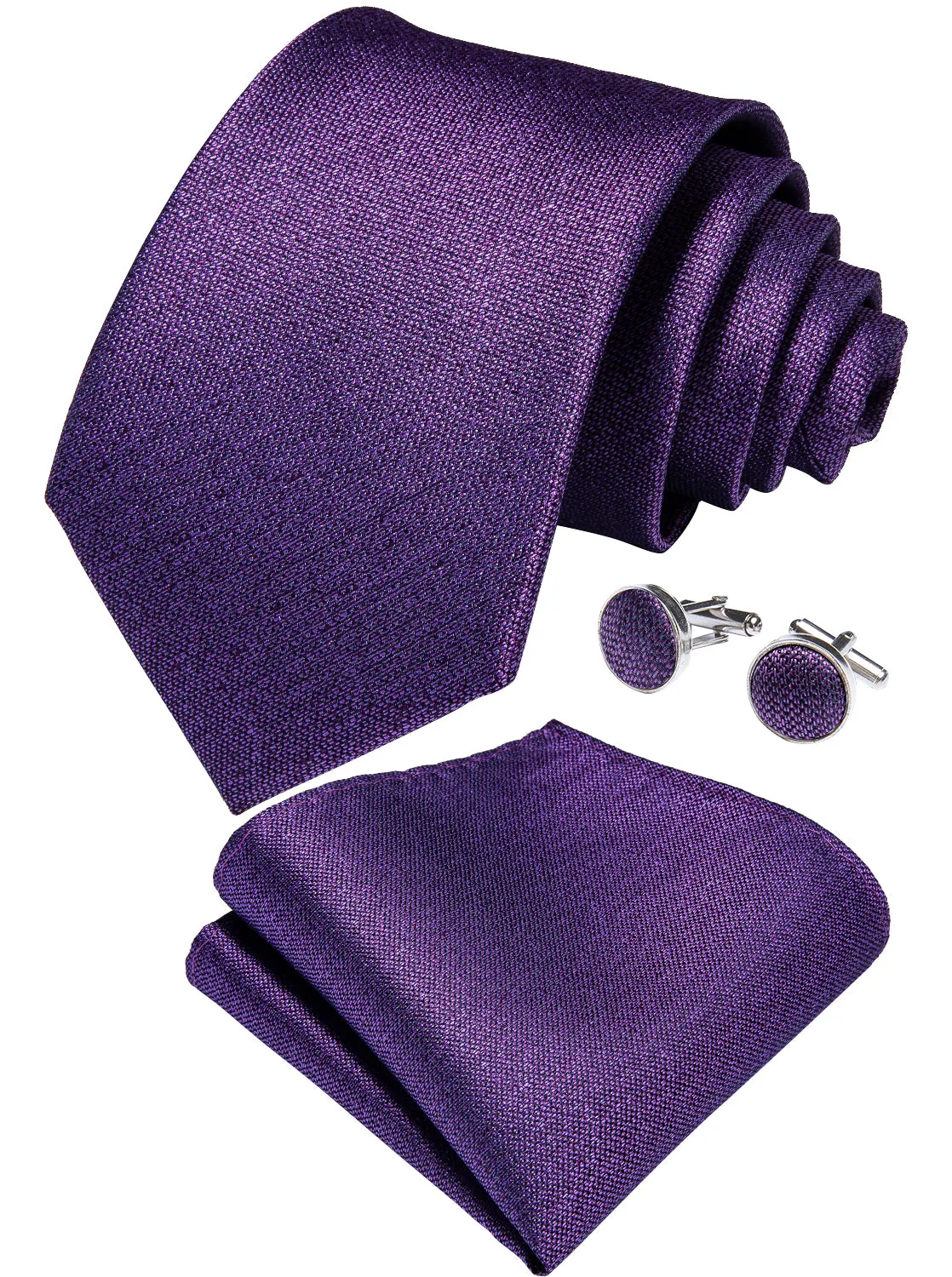 Royal Purple Solid Tie Pocket Square Cufflinks Set 8cm sold by Ties2You product image thumbnail 2