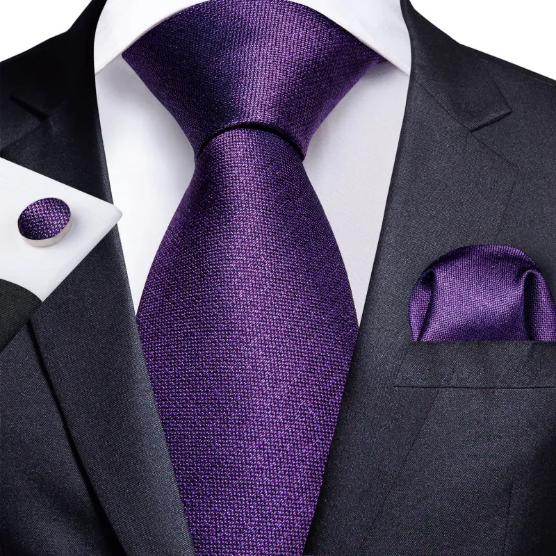 Royal Purple Solid Tie Pocket Square Cufflinks Set 8cm sold by Ties2You