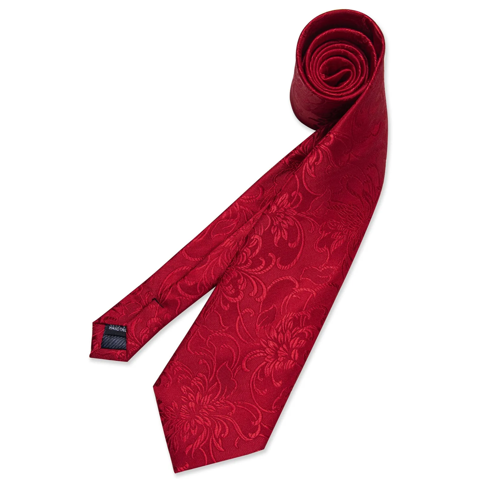 Wedding Red Floral Tie Pocket Square Cufflinks Set sold by Ties2You product image thumbnail 4