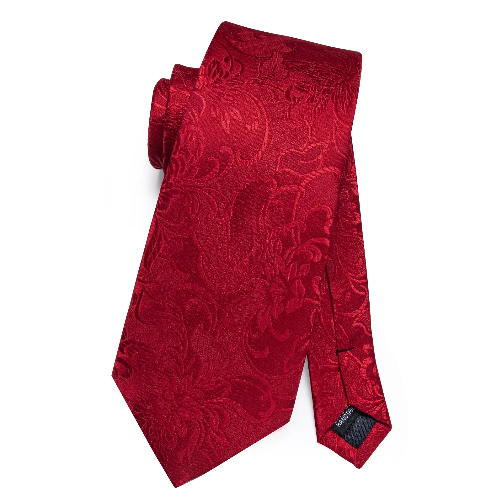 Wedding Red Floral Tie Pocket Square Cufflinks Set sold by Ties2You product image thumbnail 5