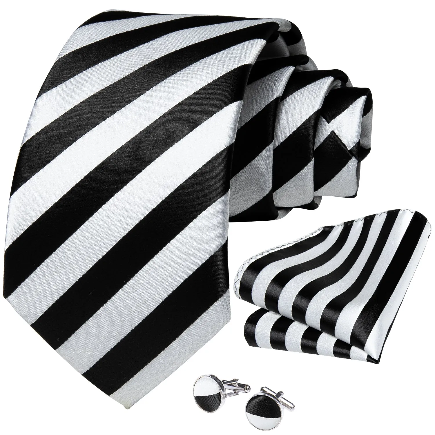 Red White Striped Tie Pocket Square Cufflinks Set sold by Ties2You product image thumbnail 5