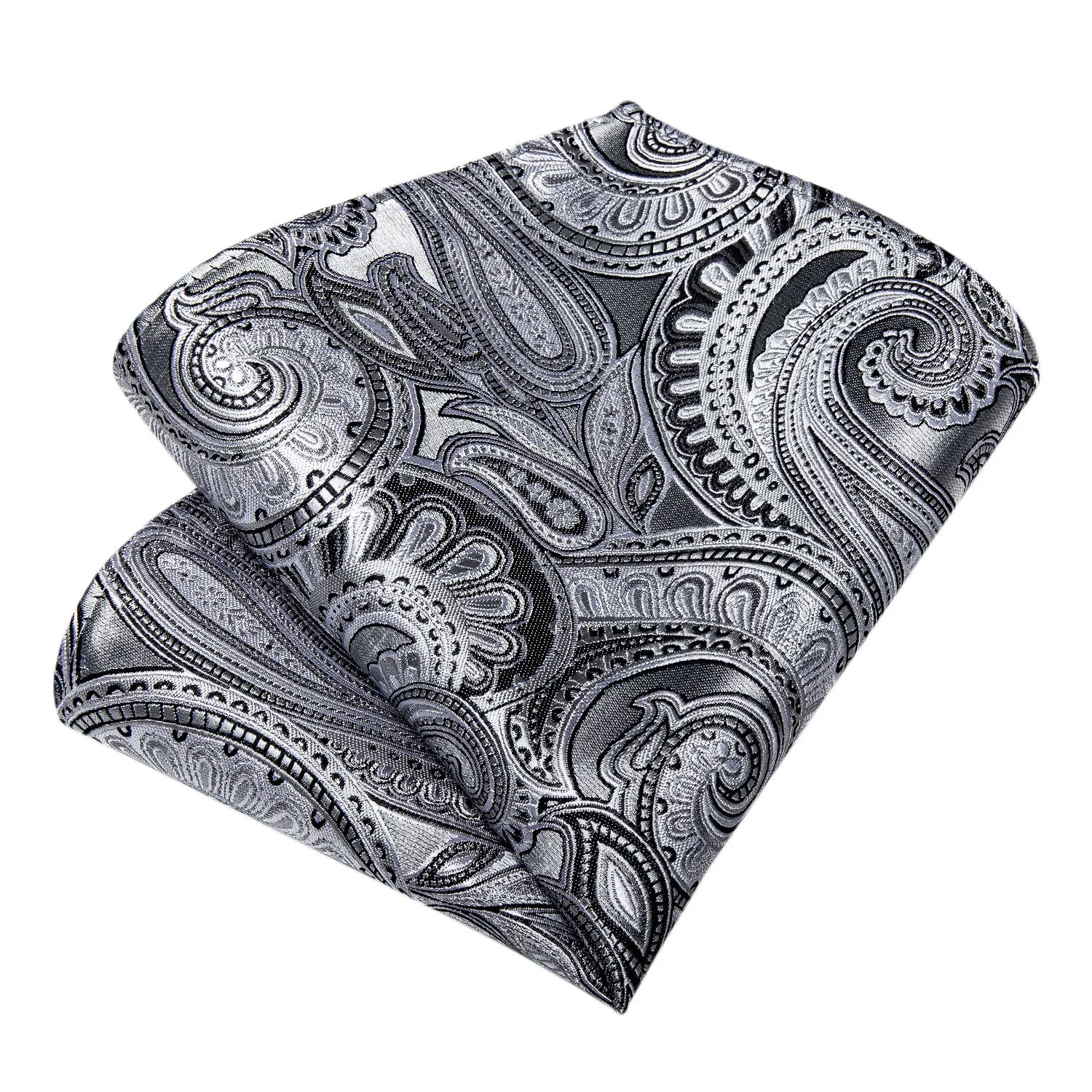 White Paisley Tie Pocket Square Cufflinks Set sold by Ties2You product image thumbnail 5