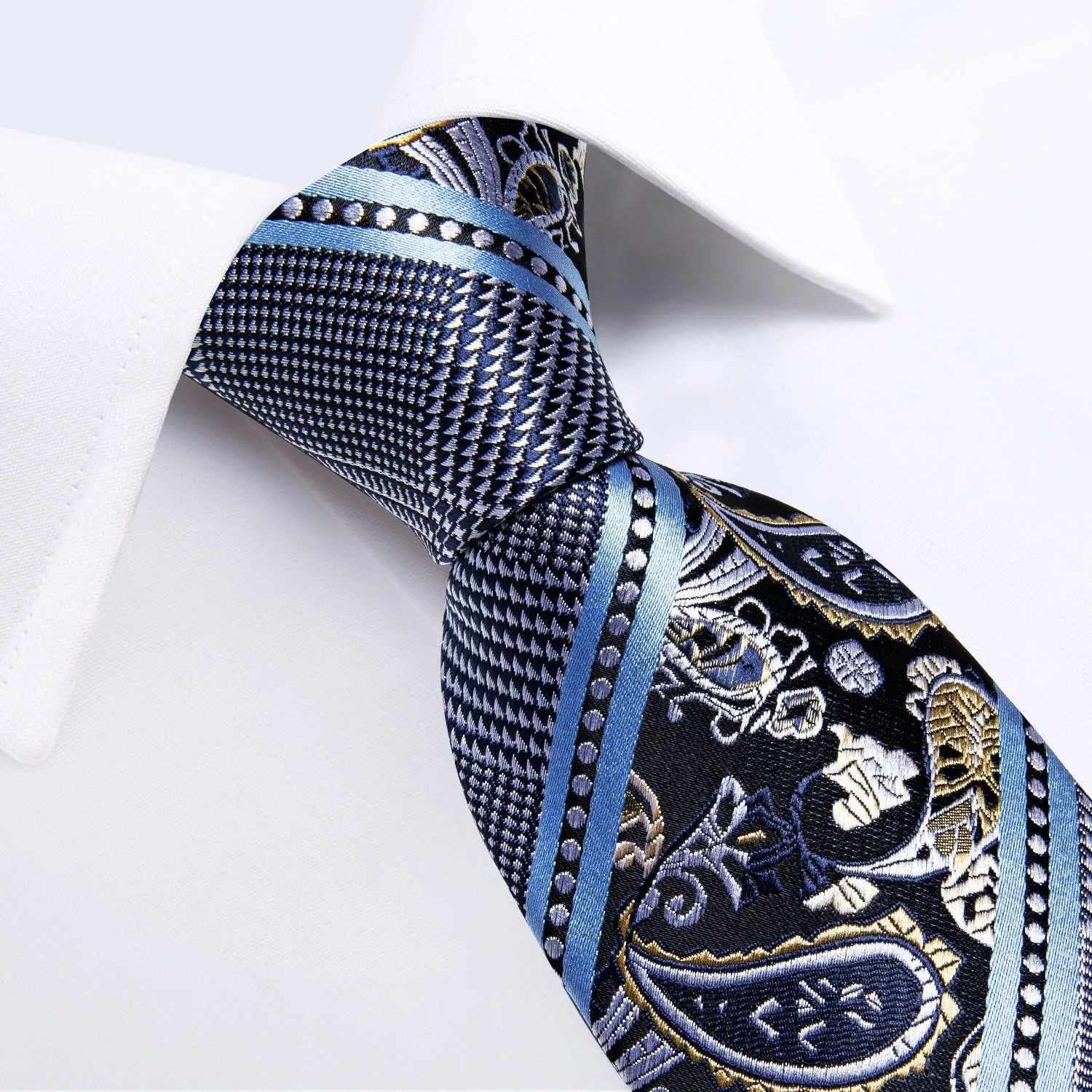 Grey Blue Novelty Tie Pocket Square Cufflinks Set sold by Ties2You product image thumbnail 4