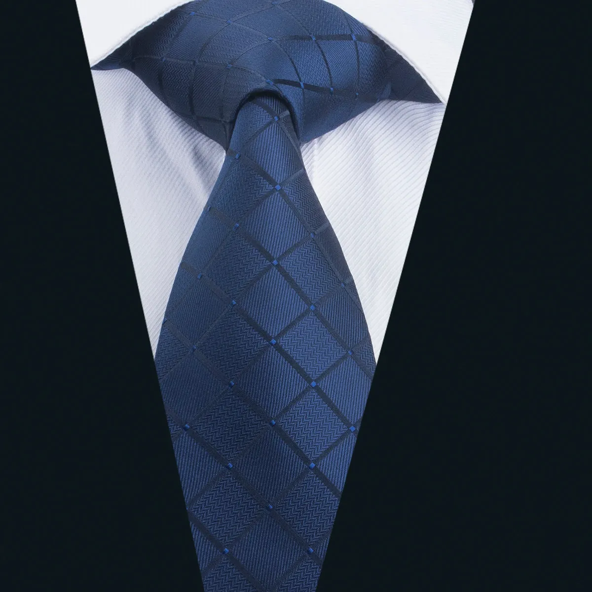 Fanstastic Blue Plaid Tie Pocket Square Cufflinks Set sold by Ties2You product image thumbnail 2
