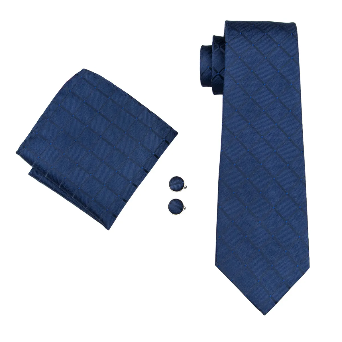 Fanstastic Blue Plaid Tie Pocket Square Cufflinks Set sold by Ties2You product image thumbnail 3