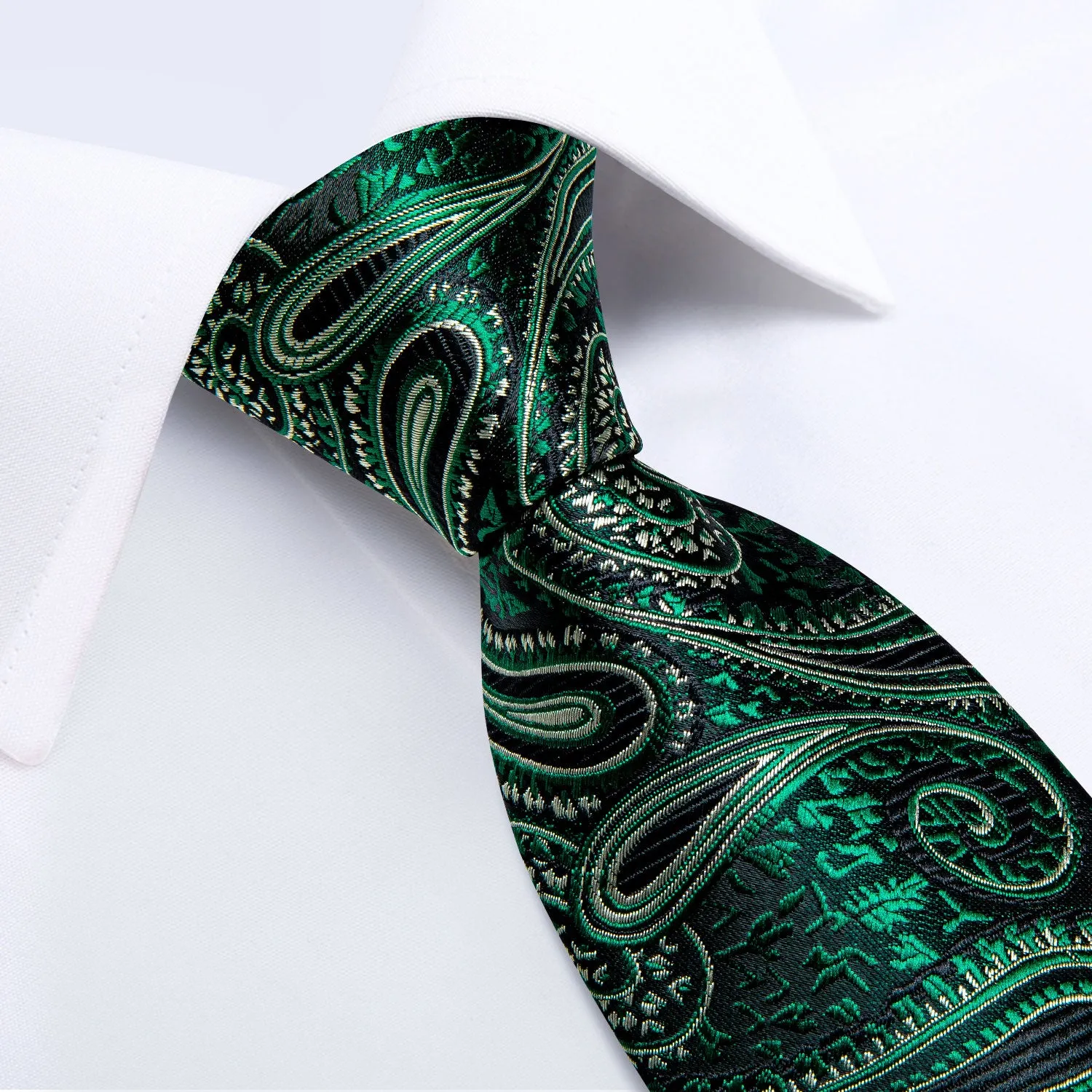 Green Paisley Tie Hanky Cufflinks Set sold by Ties2You product image thumbnail 4