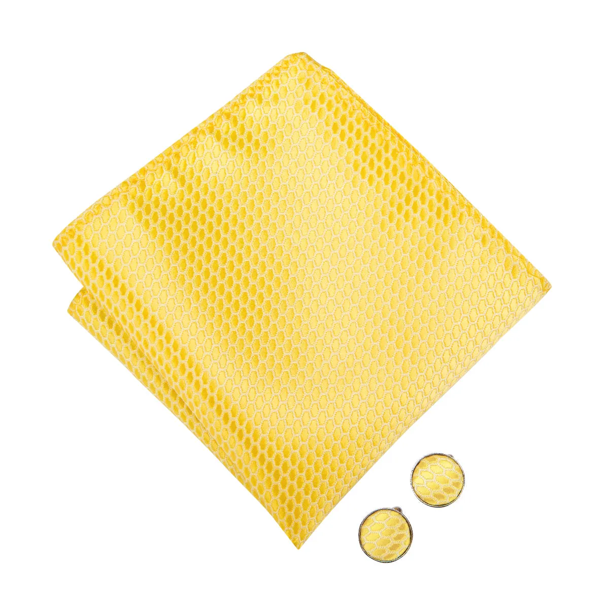 Light Yellow Solid Pre-tied Bow Tie Hanky Cufflinks Set sold by Ties2You product image thumbnail 2