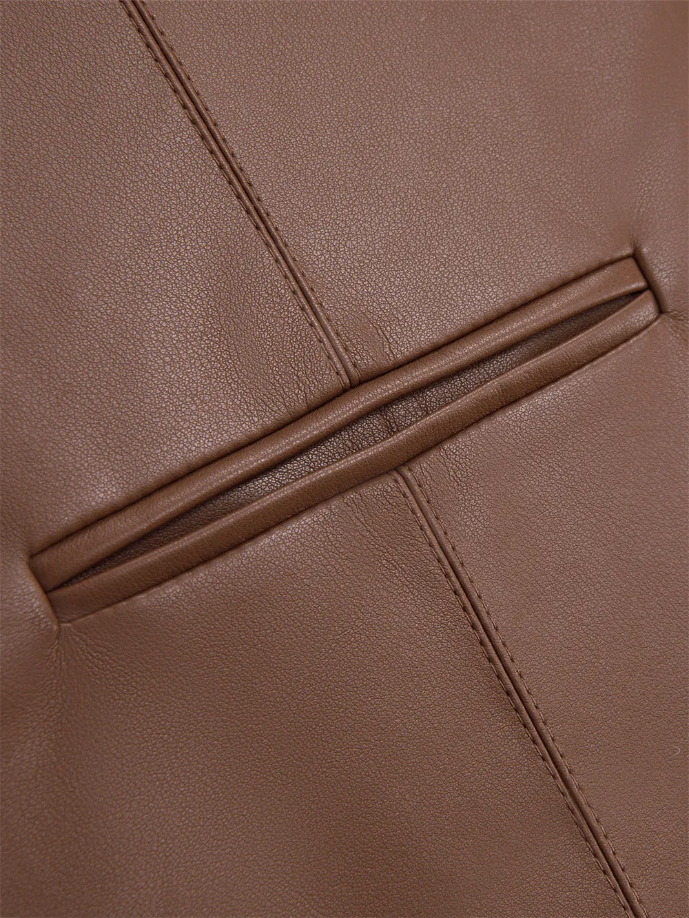 Ties2you Vest Brown Solid Men's V-neck Leather Vest sold by Ties2You product image thumbnail 5