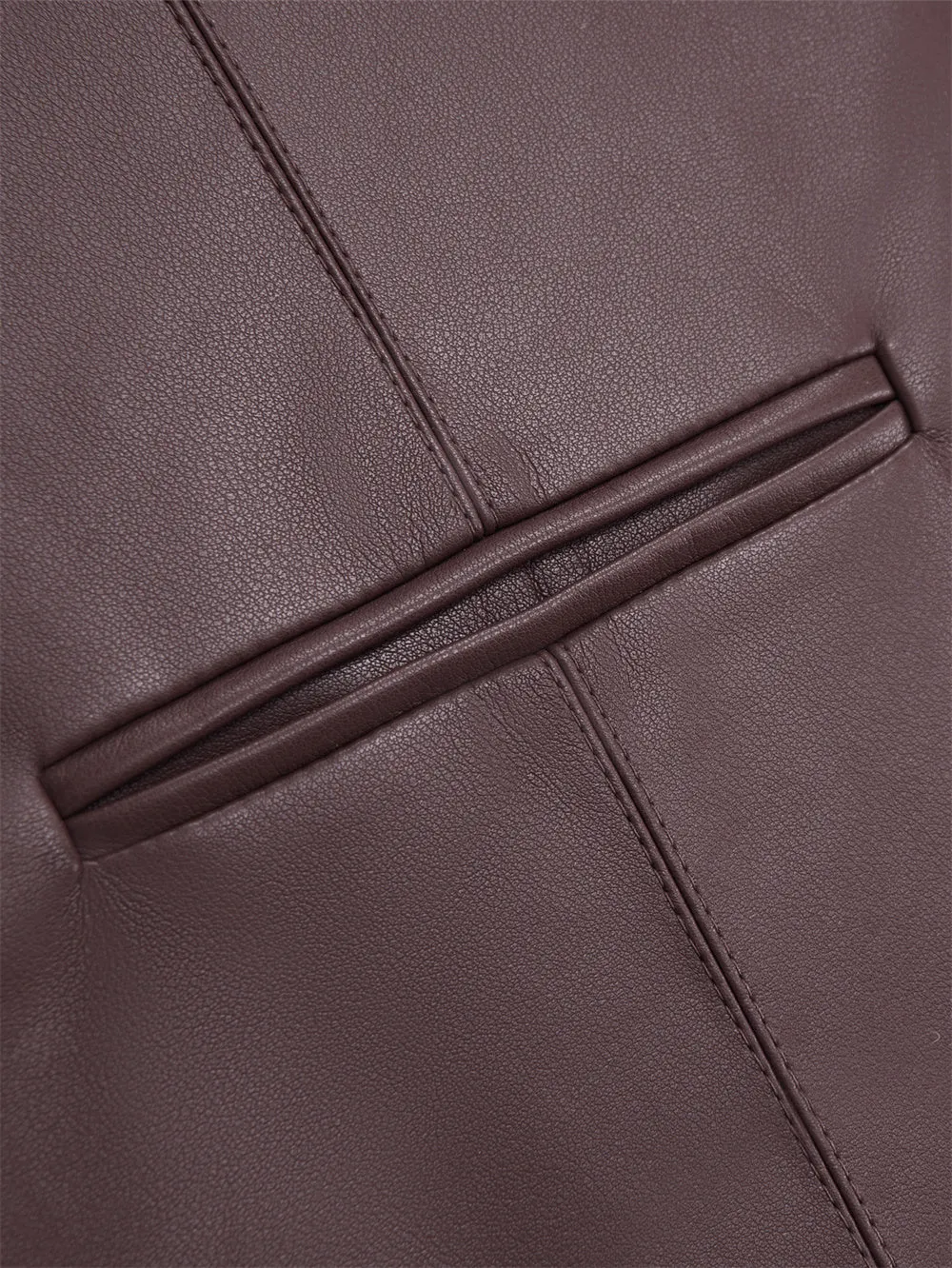 Ties2you Vest Dark Brown Solid Men's V-neck Leather Vest sold by Ties2You product image thumbnail 4