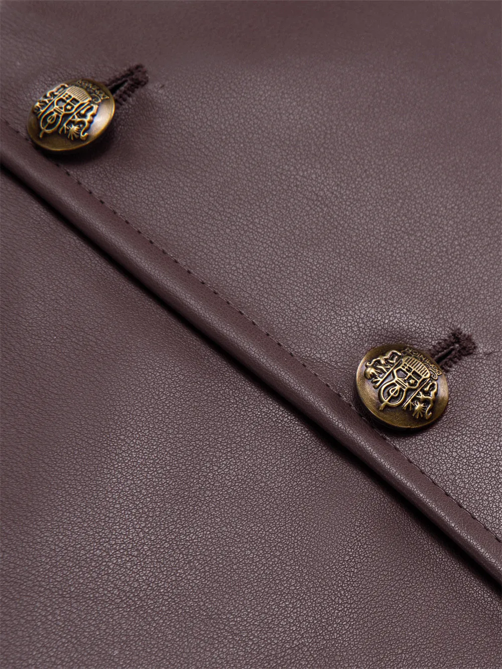 Ties2you Vest Dark Brown Solid Men's V-neck Leather Vest sold by Ties2You product image thumbnail 5