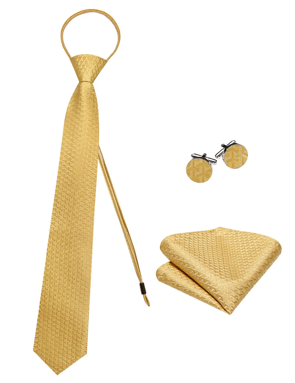 Ties2you Golden Geometric Lazy Mens Business Easy-pull Silk Tie Pocket Square Cufflinks Set sold by Ties2You product image thumbnail 5