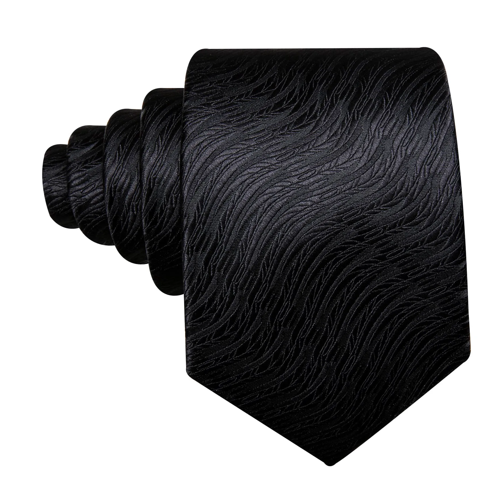 Ties2you Silk Tie Classic Black Novelty Irregular Waves Men's Tie Set sold by Ties2You product image thumbnail 5