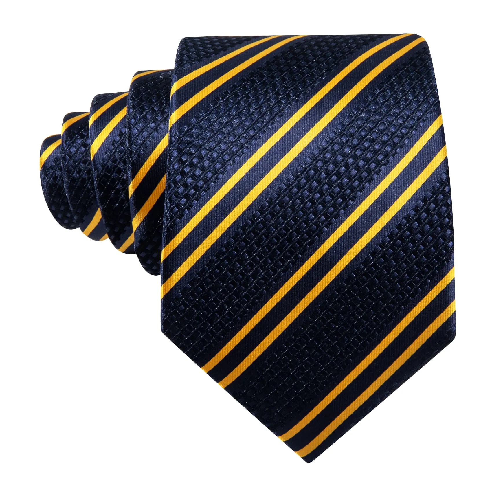 Ties2you Silk Tie Berry Blue Gold Striped Men's Tie Pocket Square Cufflinks Set sold by Ties2You product image thumbnail 5