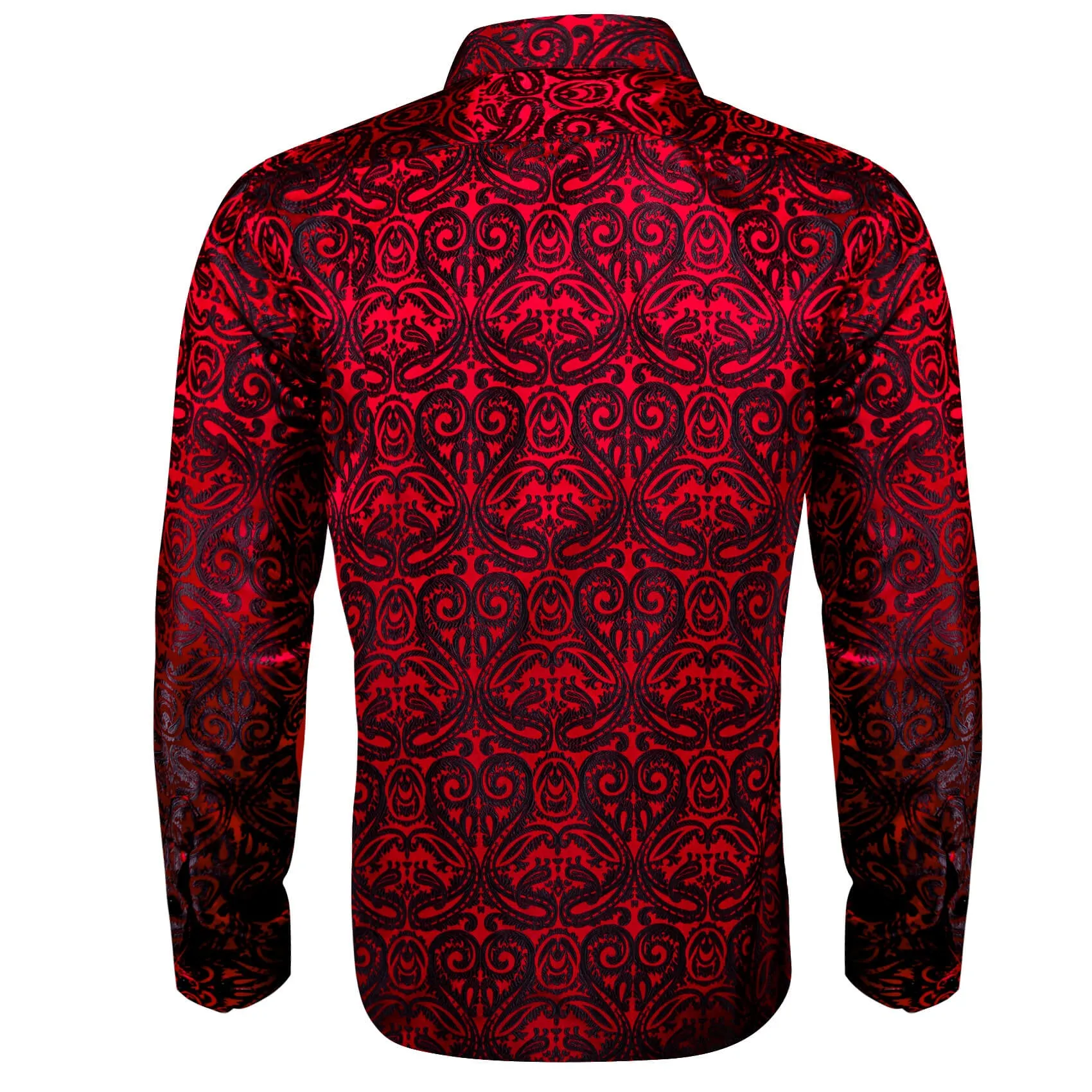 Ties2you Button Down Shirt Red Black Woven Paisley Silk Men's Shirt Classic sold by Ties2You product image thumbnail 4