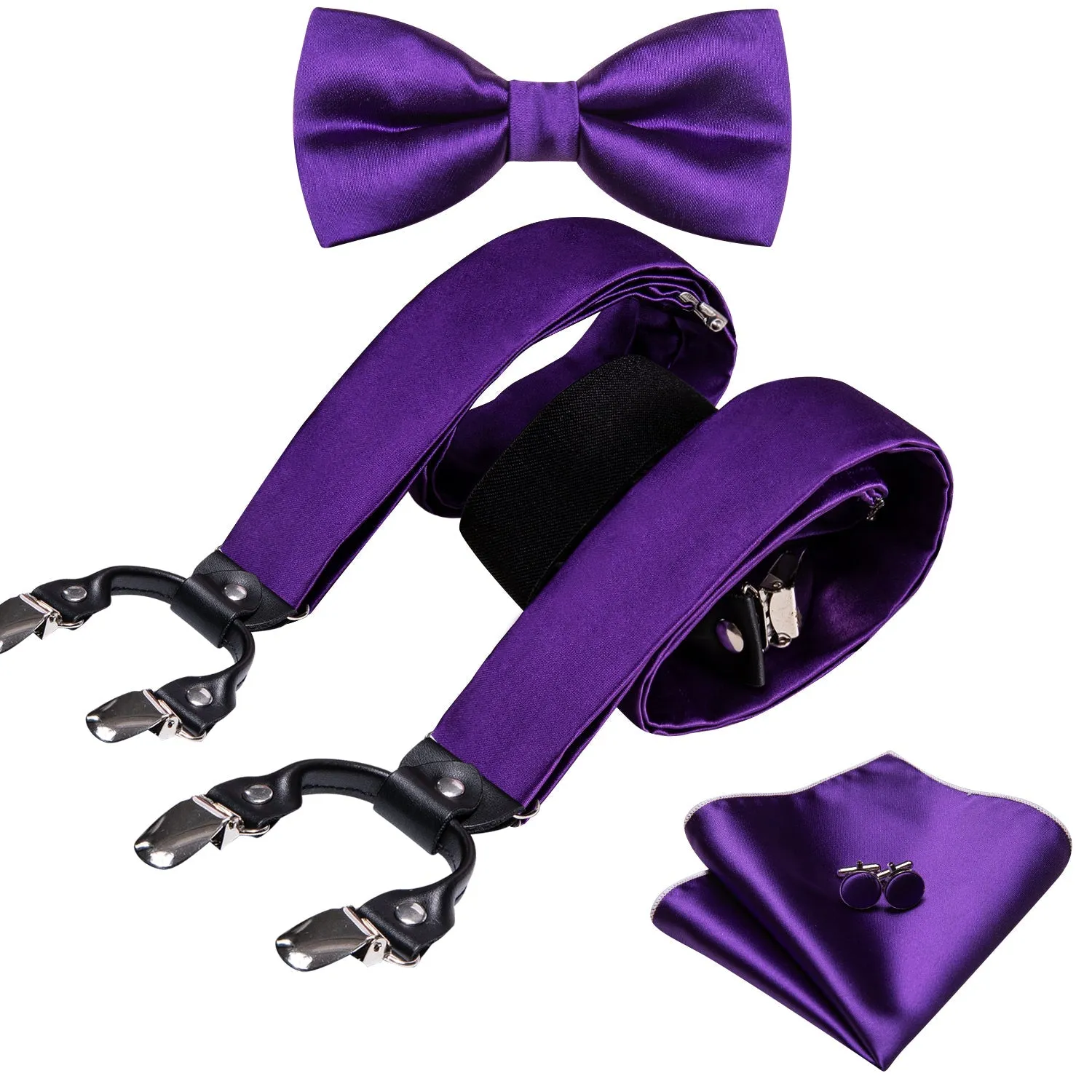 Dark Purple Solid Y Back Brace Clip-on Men's Suspender with Bow Tie Set sold by Ties2You product image thumbnail 2