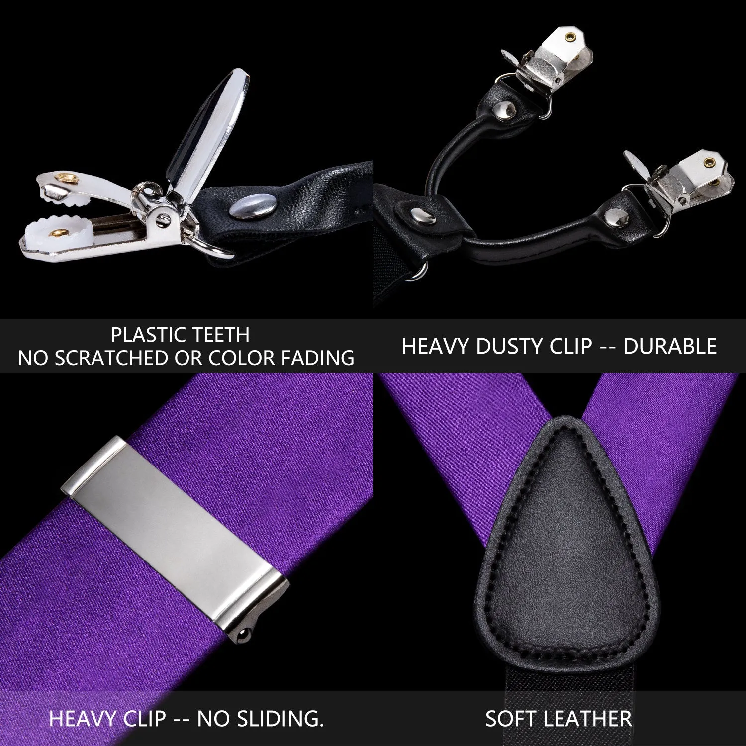 Dark Purple Solid Y Back Brace Clip-on Men's Suspender with Bow Tie Set sold by Ties2You product image thumbnail 4