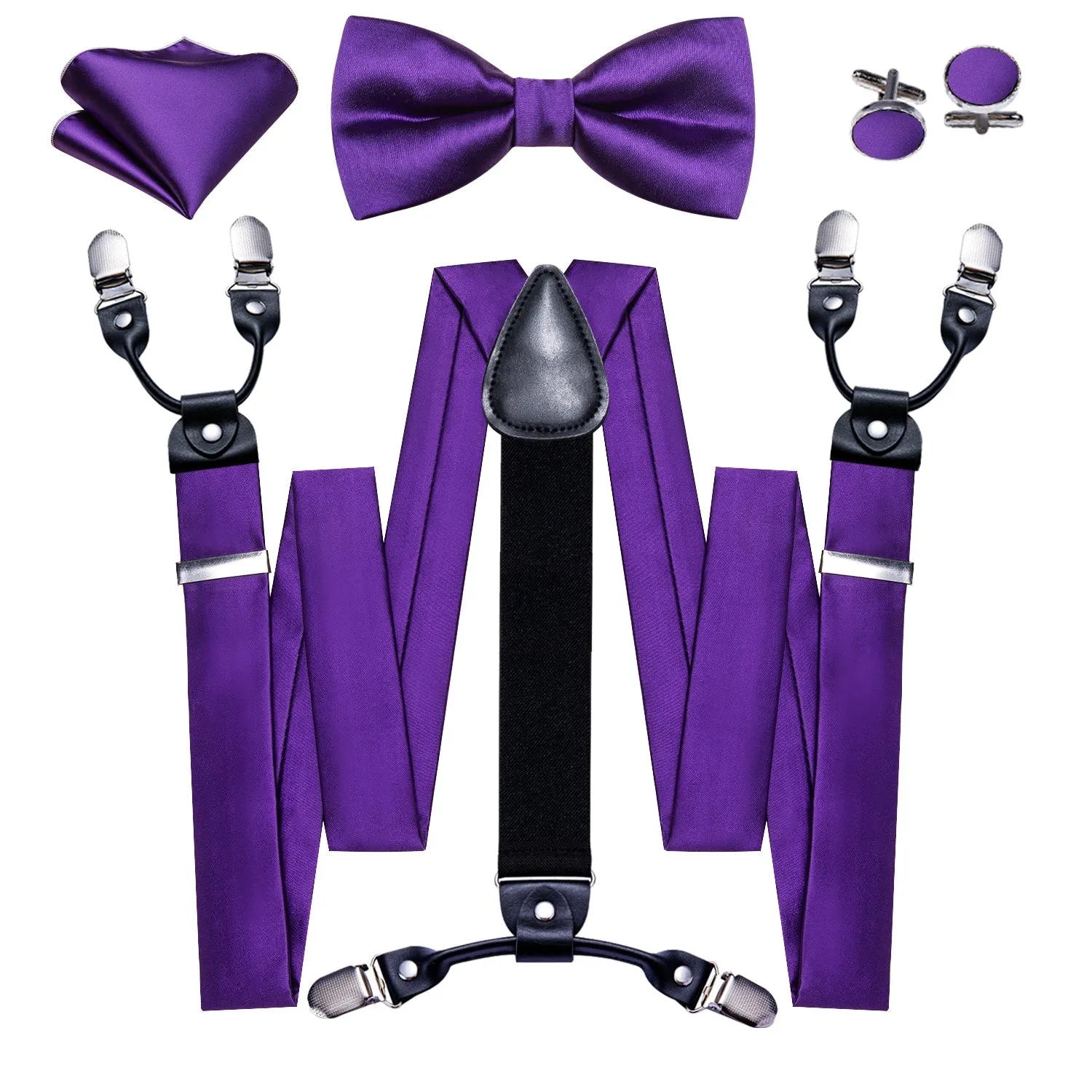 Dark Purple Solid Y Back Brace Clip-on Men's Suspender with Bow Tie Set sold by Ties2You product image thumbnail 3