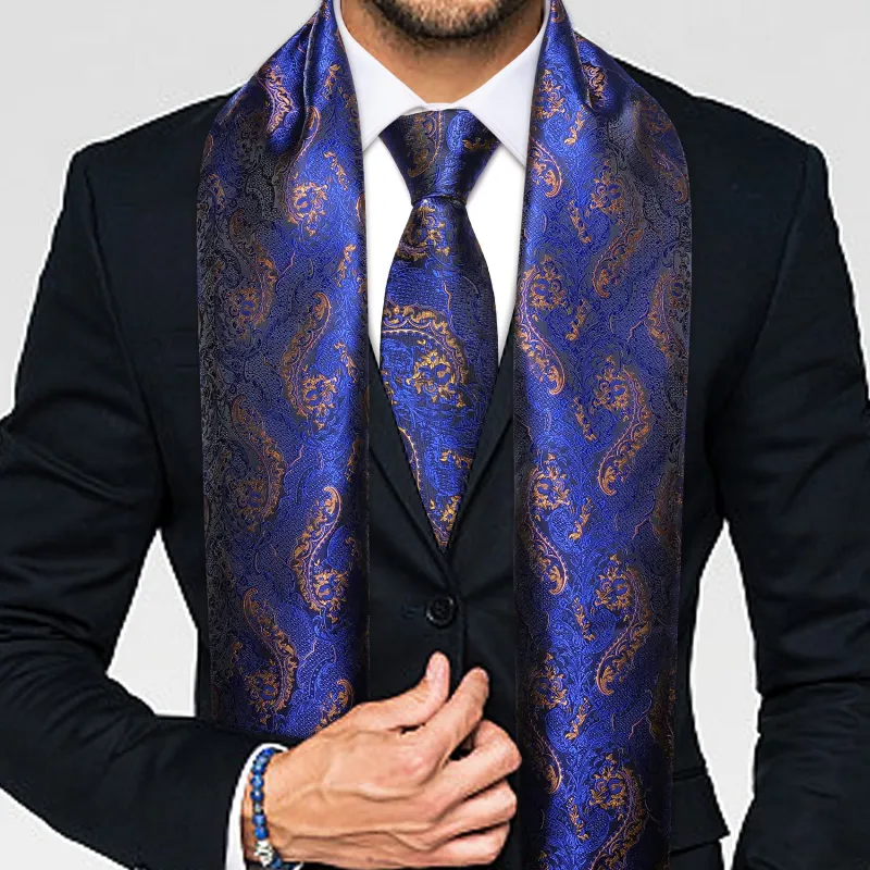 Shinning Blue Floral Men's Silk Scarf Necktie Set sold by Ties2You