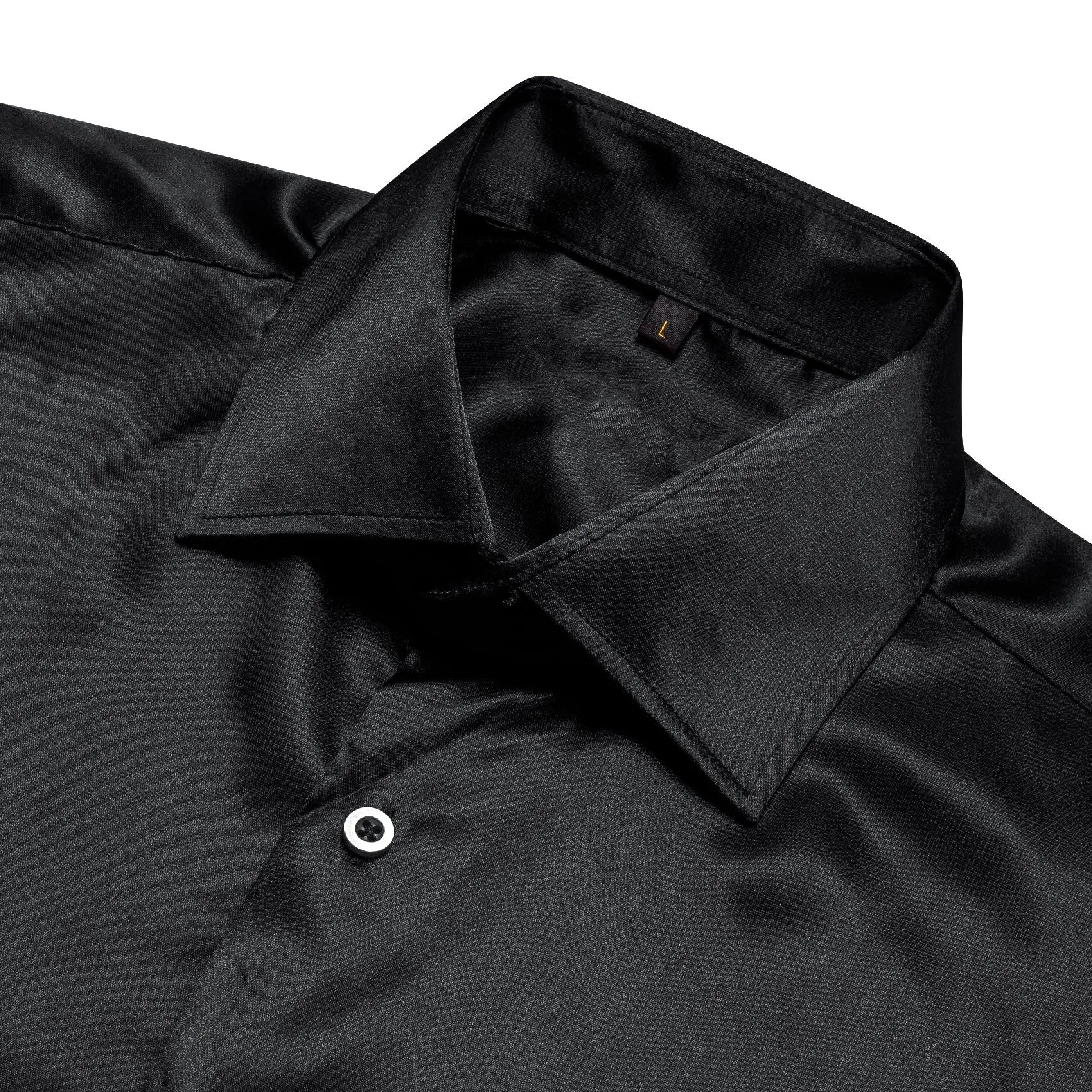Ties2you Button Down Shirt Black Solid Silk Men's Long Sleeve Shirt Classic sold by Ties2You product image thumbnail 2