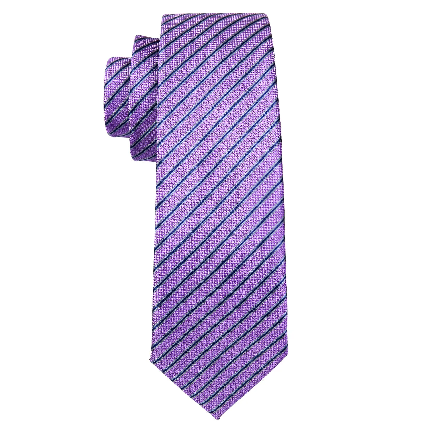 Purple Striped Men's Tie Pocket Square Cufflinks Set sold by Ties2You product image thumbnail 5