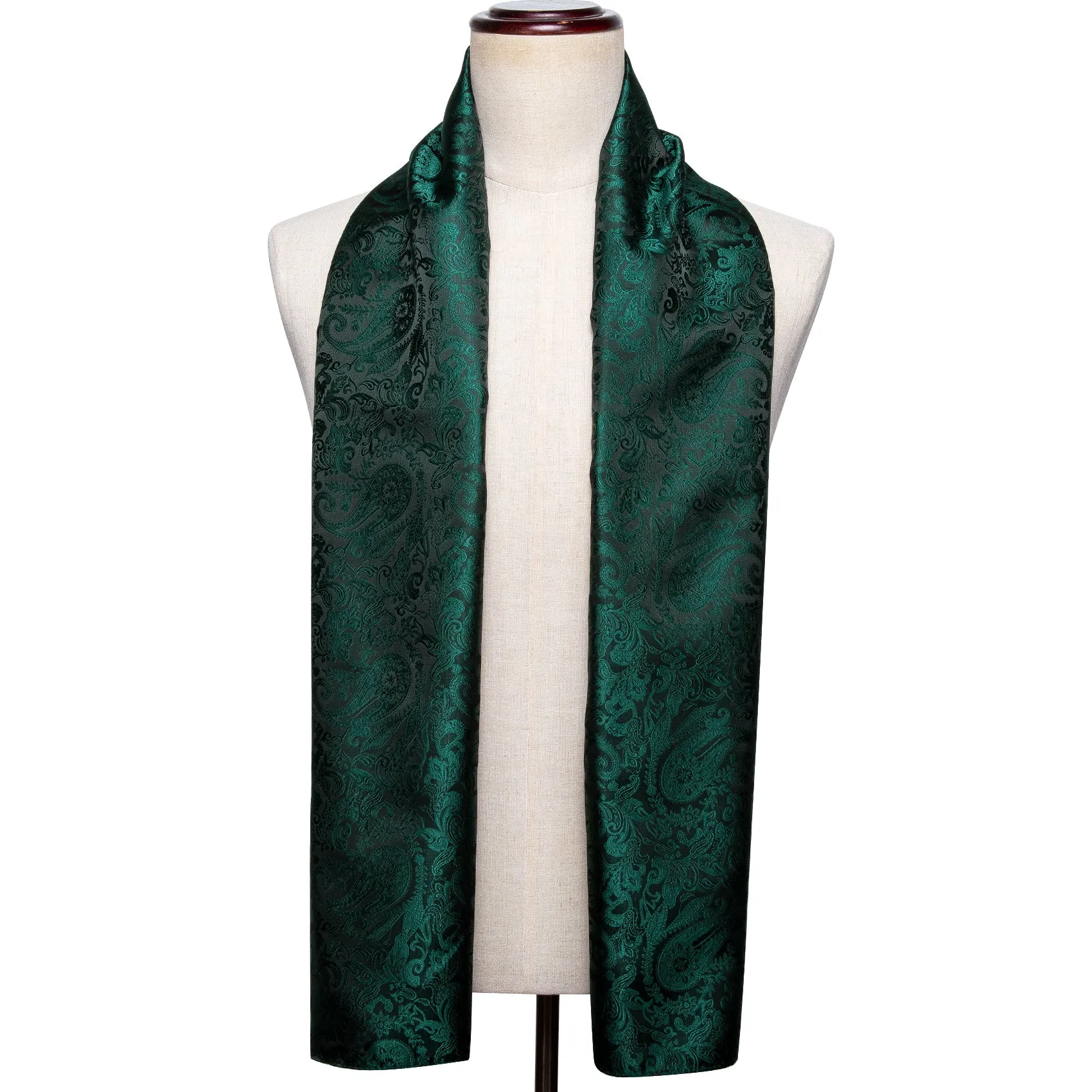 Dark Green Paisley Men's Silk Scarf sold by Ties2You product image thumbnail 5
