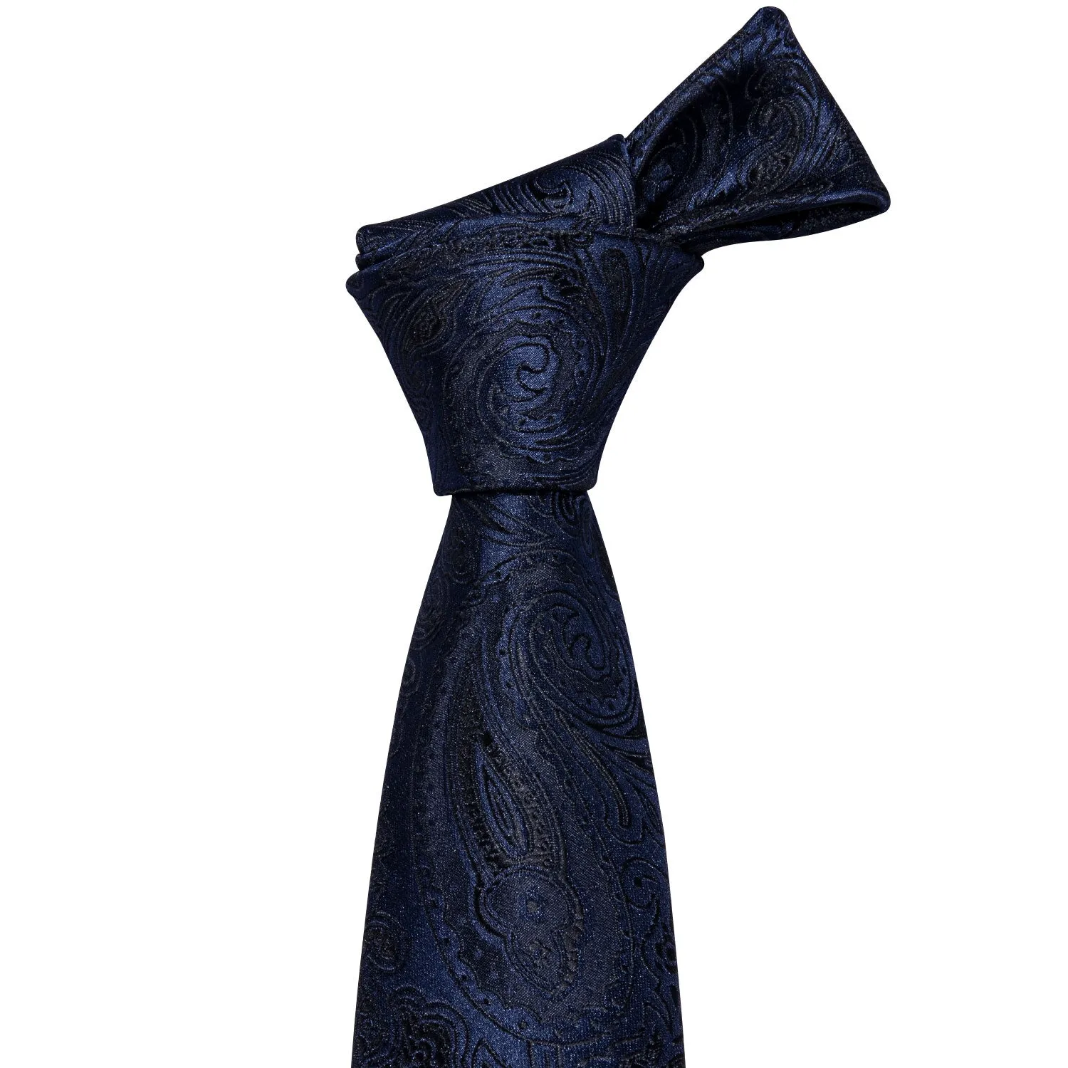 Black Blue Paisley Necktie Pocket Square Cufflinks Set sold by Ties2You product image thumbnail 3