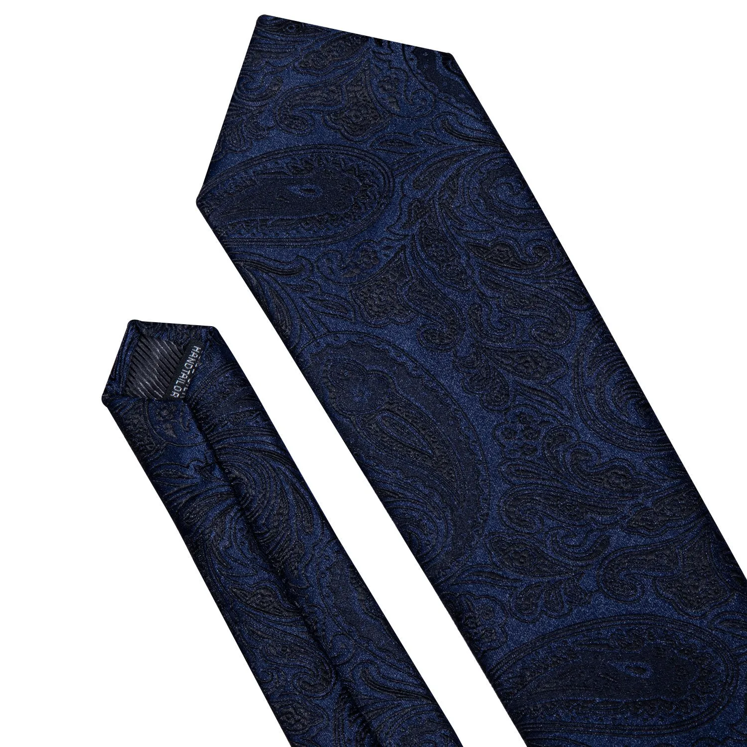 Black Blue Paisley Necktie Pocket Square Cufflinks Set sold by Ties2You product image thumbnail 5