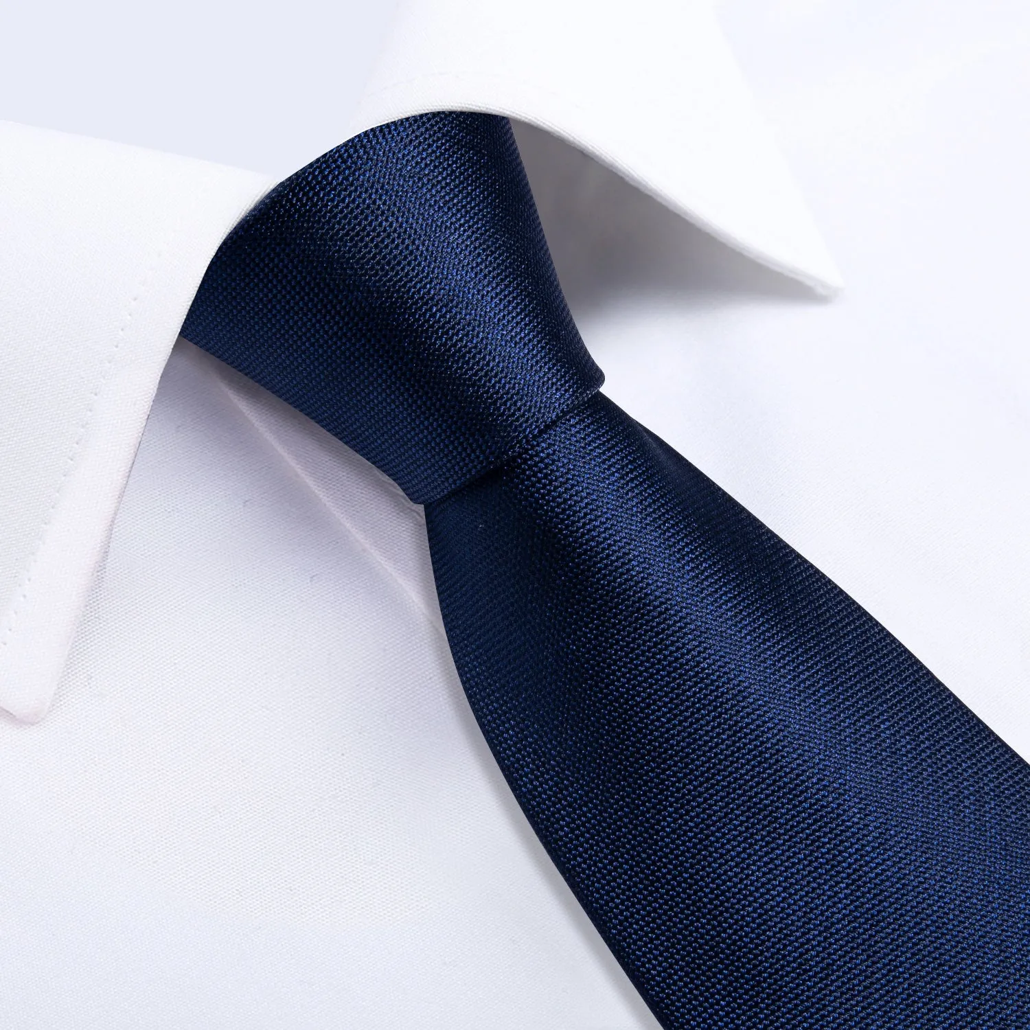 Navy Blue Solid Tie Pocket Square Cufflinks Set 8cm sold by Ties2You product image thumbnail 4
