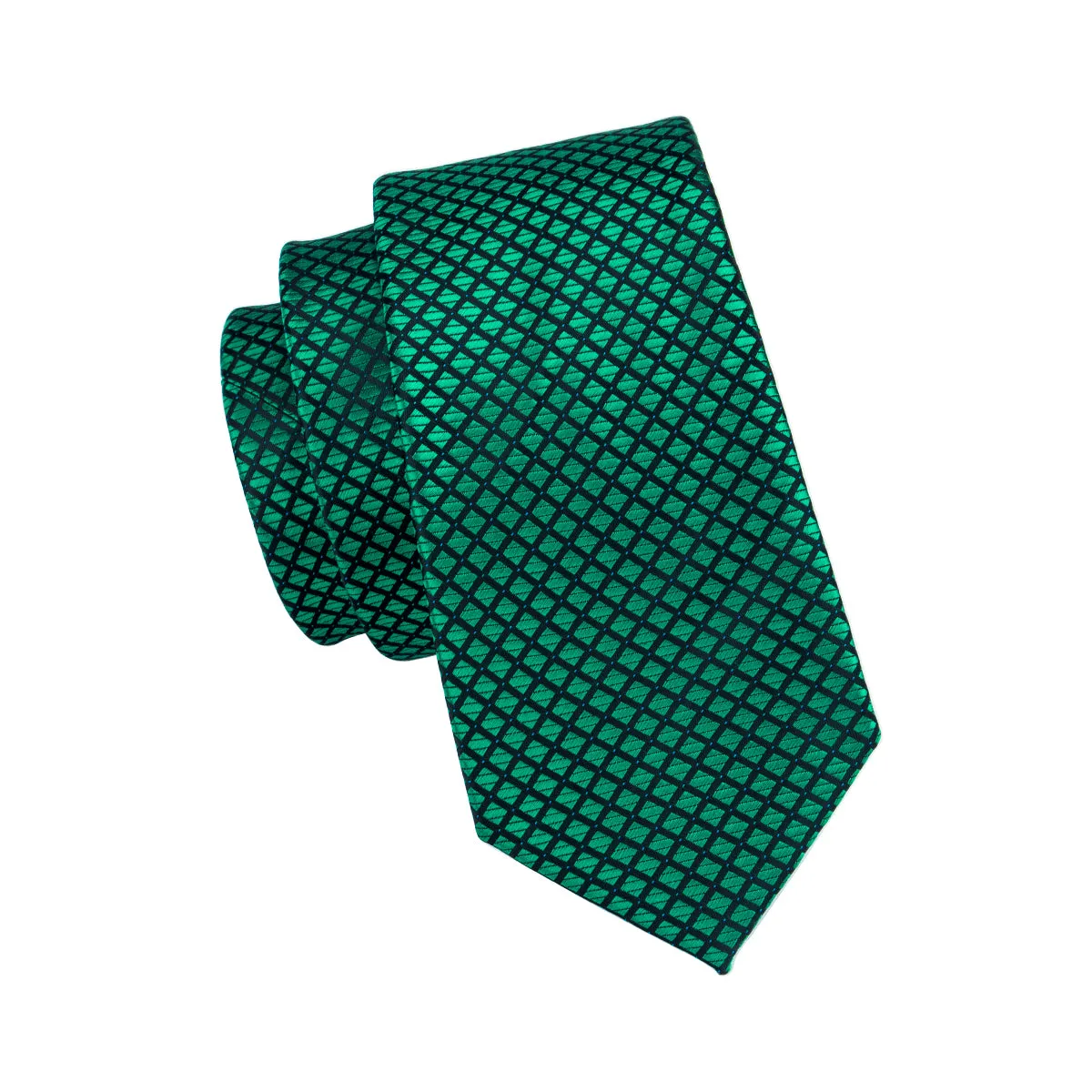 Dark Green Plaid Tie Pocket Square Cufflinks Set sold by Ties2You product image thumbnail 4