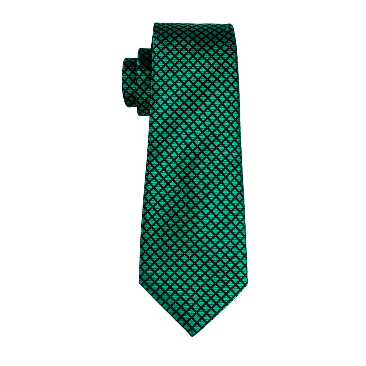 Dark Green Plaid Tie Pocket Square Cufflinks Set sold by Ties2You product image thumbnail 5