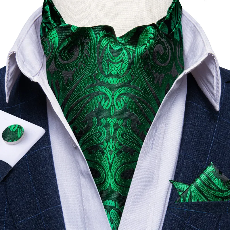 Gradient Green Paisley Ascot Cravat Tie Pocket Square Cufflinks Set sold by Ties2You