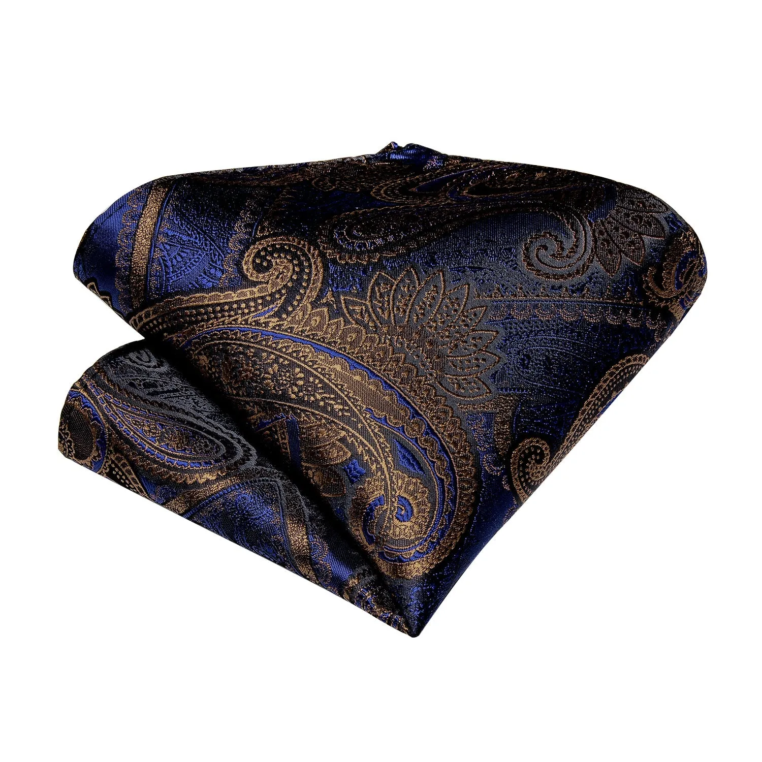 Novelty Blue Brown Paisley Silk Cravat Woven Ascot Tie Pocket Square Handkerchief Set sold by Ties2You product image thumbnail 4