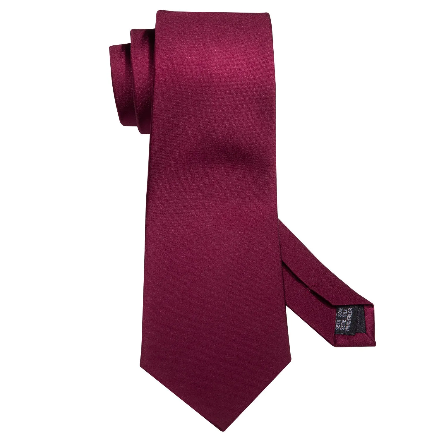 Dark Red Solid Necktie Pocket Square Cufflinks Set sold by Ties2You product image thumbnail 2
