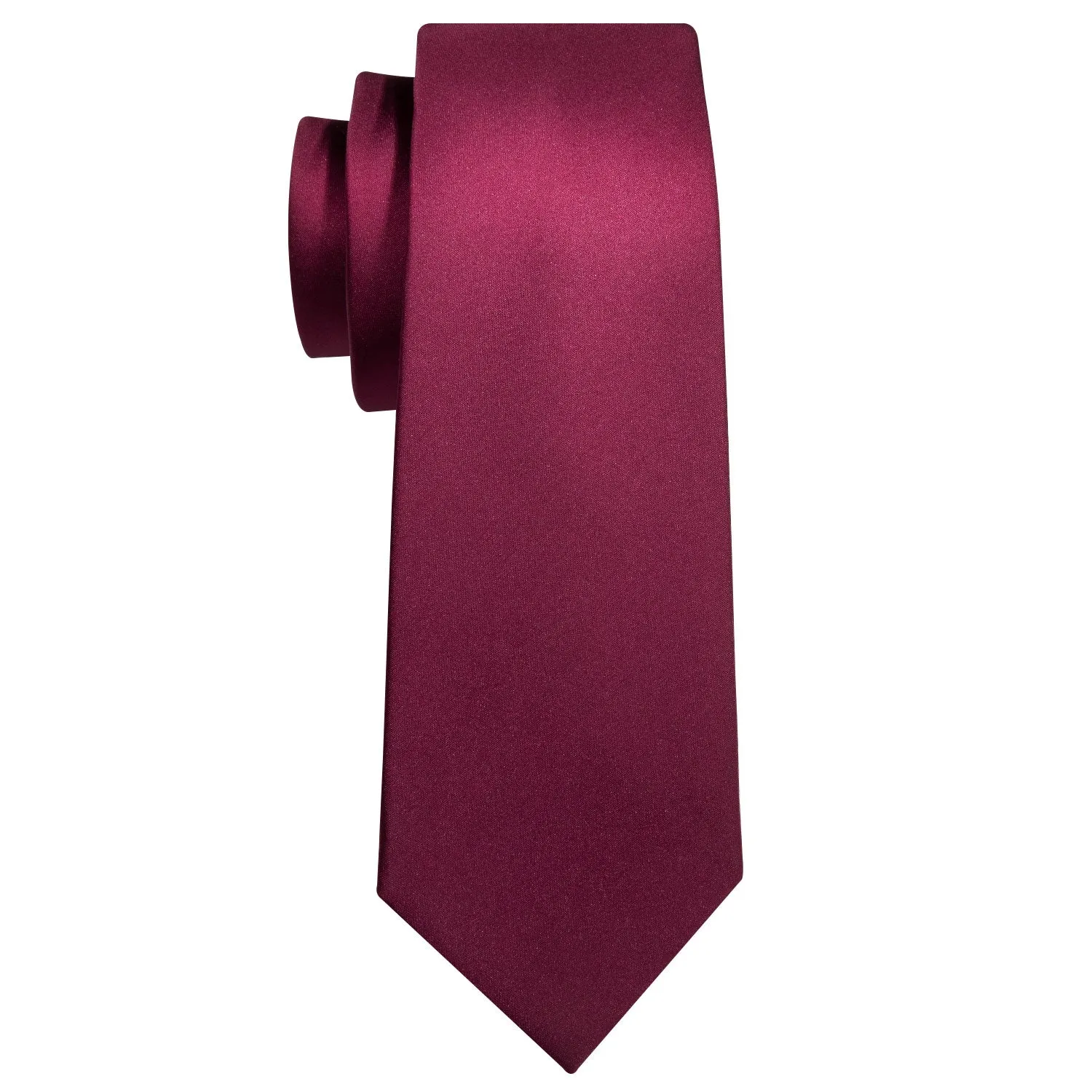 Dark Red Solid Necktie Pocket Square Cufflinks Set sold by Ties2You product image thumbnail 3