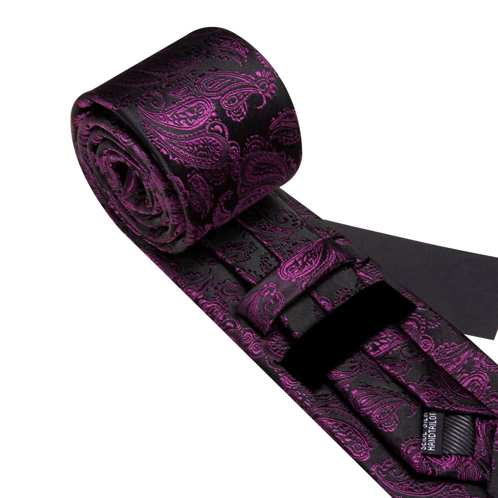 Ties2you Extra Long Tie Deep Purple Paisley 63 Inch Silk Mens Dress Tie Set sold by Ties2You product image thumbnail 5