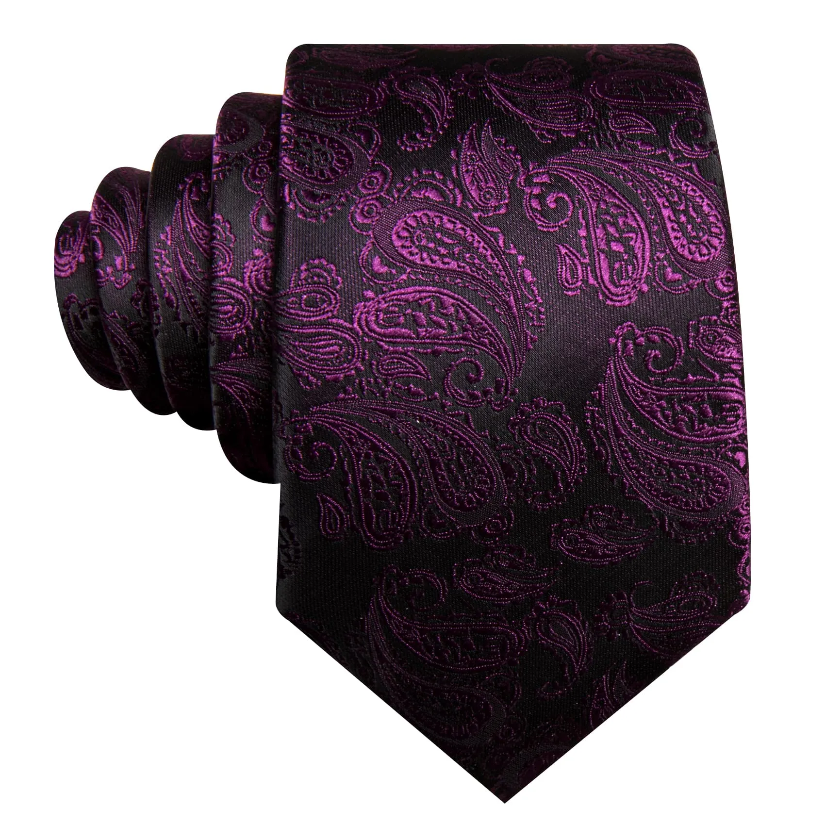Ties2you Extra Long Tie Deep Purple Paisley 63 Inch Silk Mens Dress Tie Set sold by Ties2You product image thumbnail 4