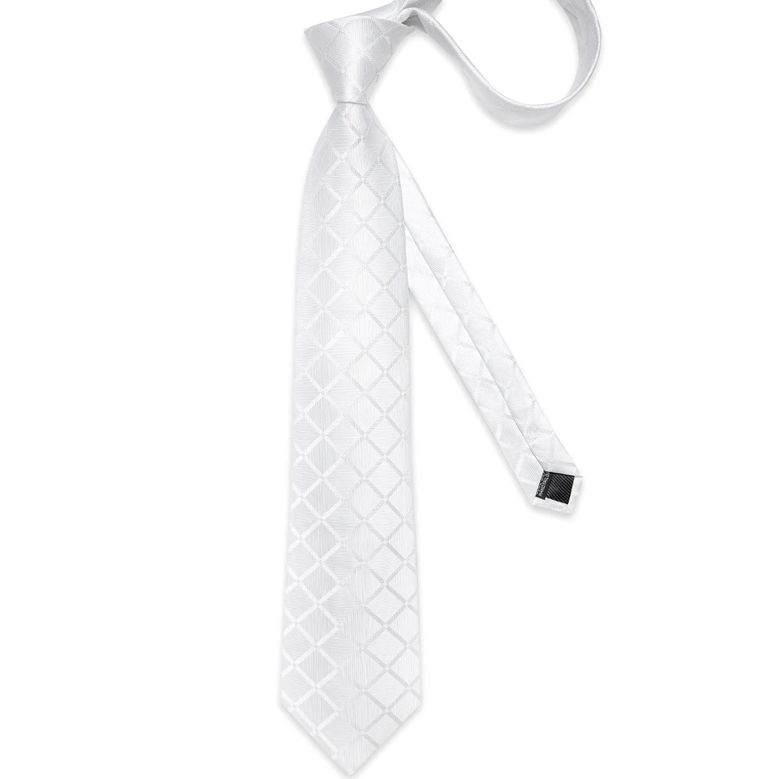 White Plaid Men's Necktie Pocket Square Cufflinks Set sold by Ties2You product image thumbnail 5