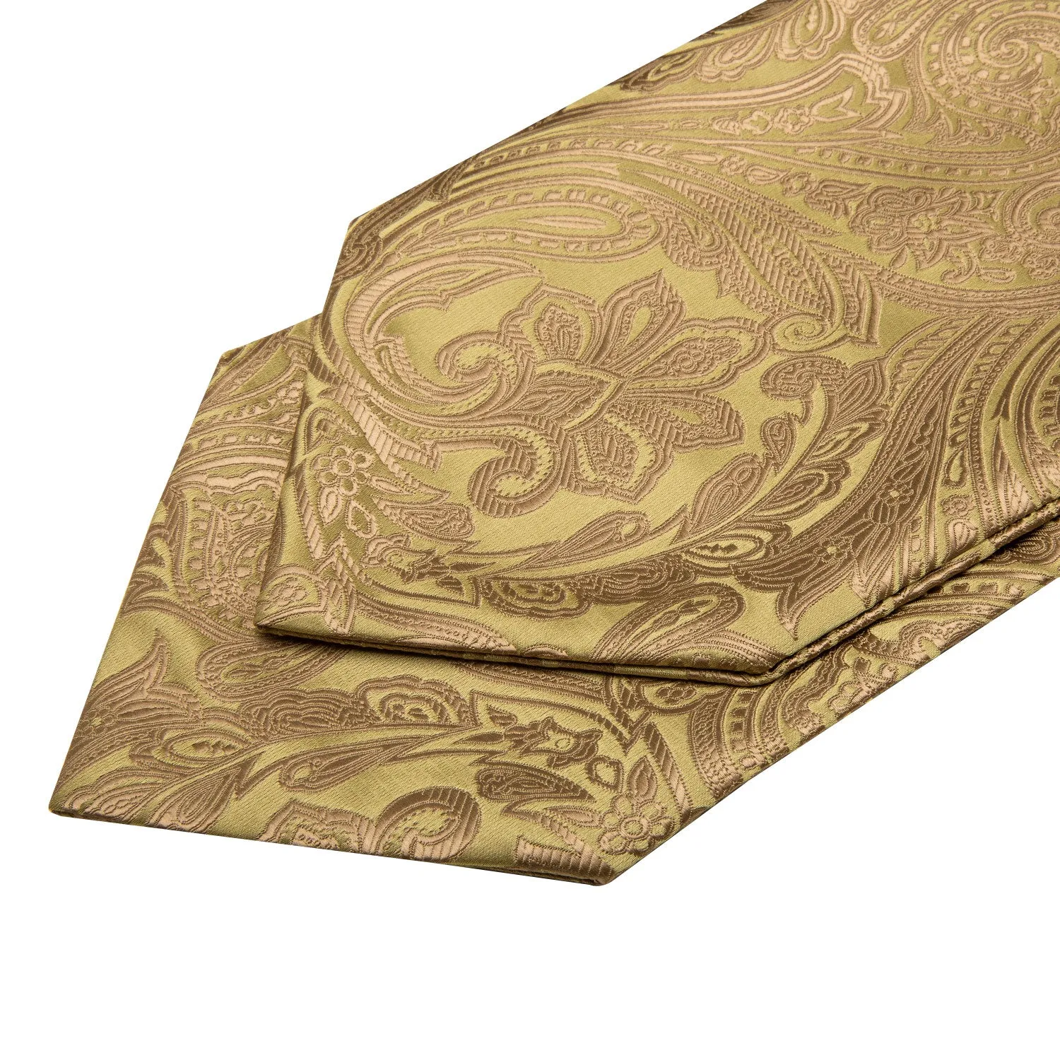 Champagne Brown Floral Silk Ascot Cravat Pocket Square Cufflinks Set sold by Ties2You product image thumbnail 4