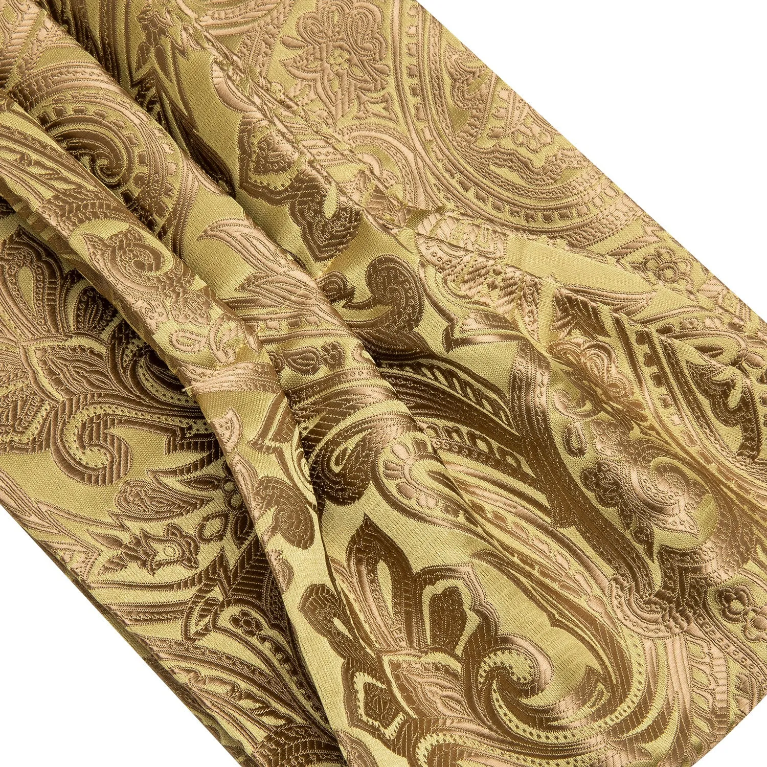 Champagne Brown Floral Silk Ascot Cravat Pocket Square Cufflinks Set sold by Ties2You product image thumbnail 3