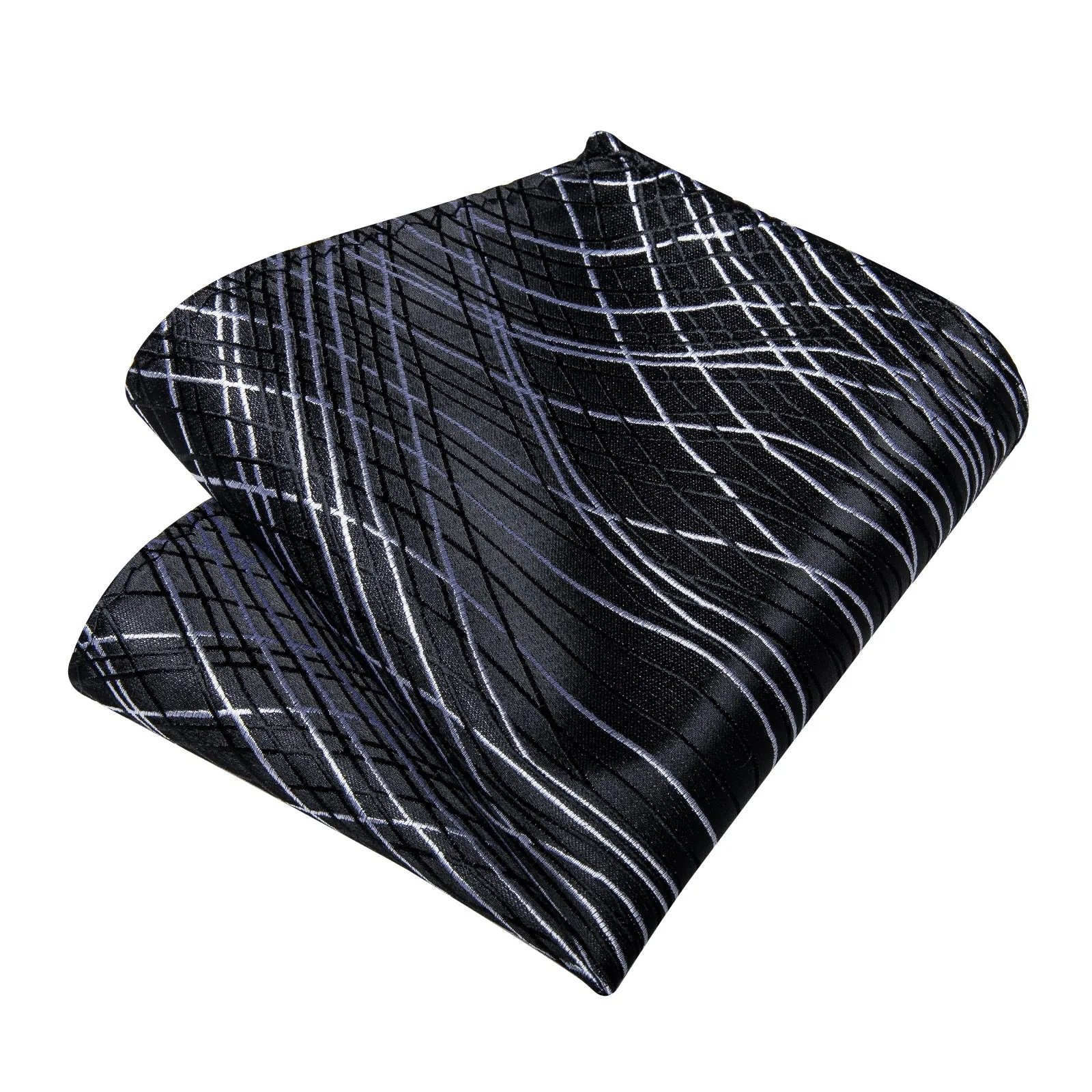 Black White Novelty Silk Men's Tie Hanky Cufflinks Set sold by Ties2You product image thumbnail 5