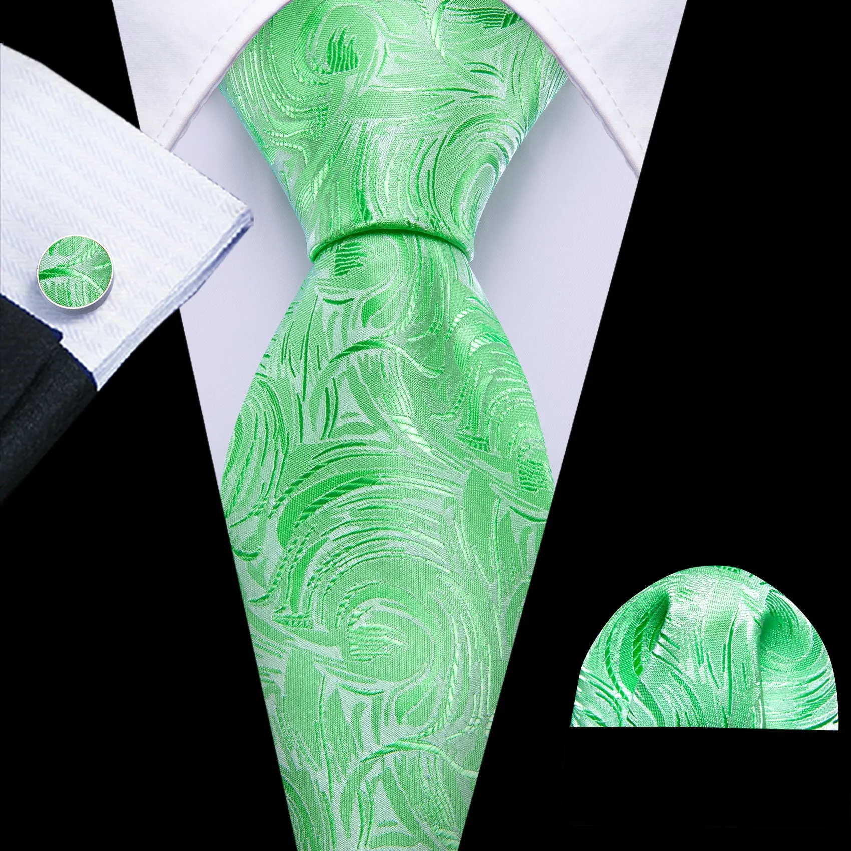 Turquoise Green Novelty Men's Necktie Hanky Cufflinks Set sold by Ties2You