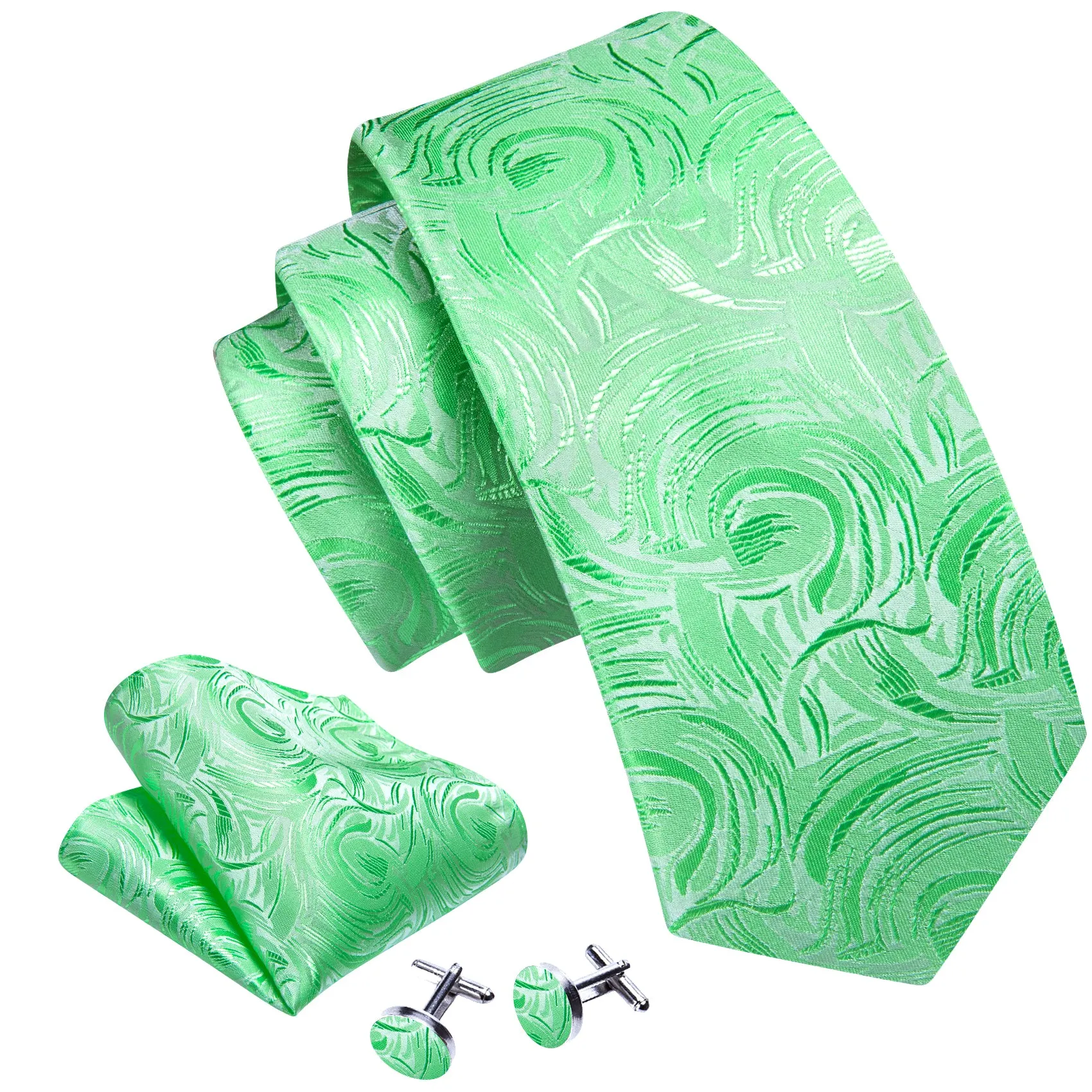 Turquoise Green Novelty Men's Necktie Hanky Cufflinks Set sold by Ties2You product image thumbnail 2