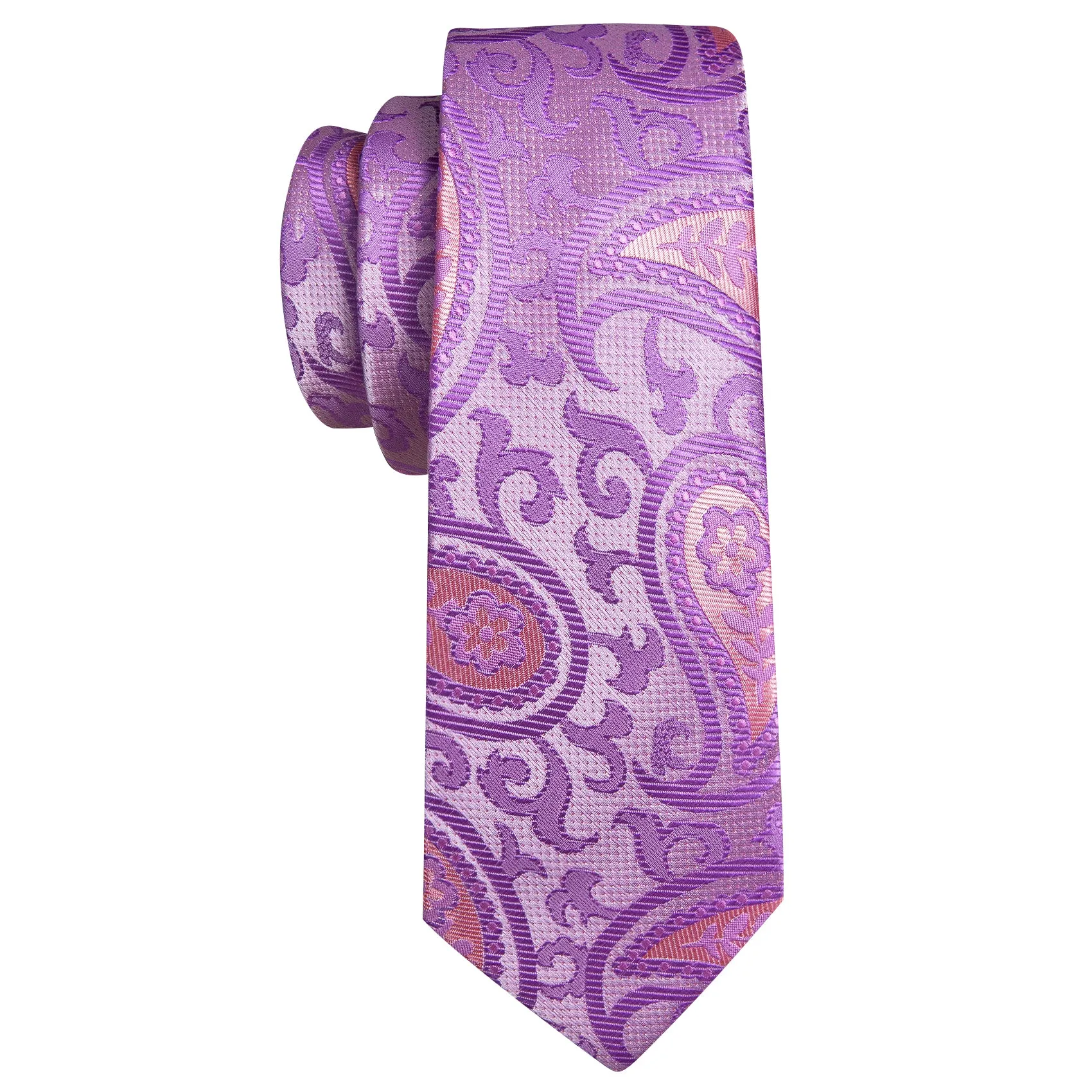 Purple Pink Floral Paisley Silk Necktie Pocket Square Cufflinks Set sold by Ties2You product image thumbnail 4