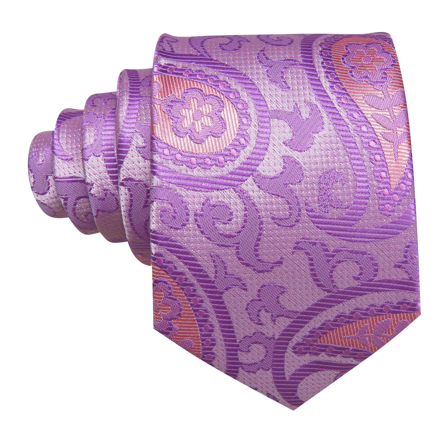 Purple Pink Floral Paisley Silk Necktie Pocket Square Cufflinks Set sold by Ties2You product image thumbnail 3