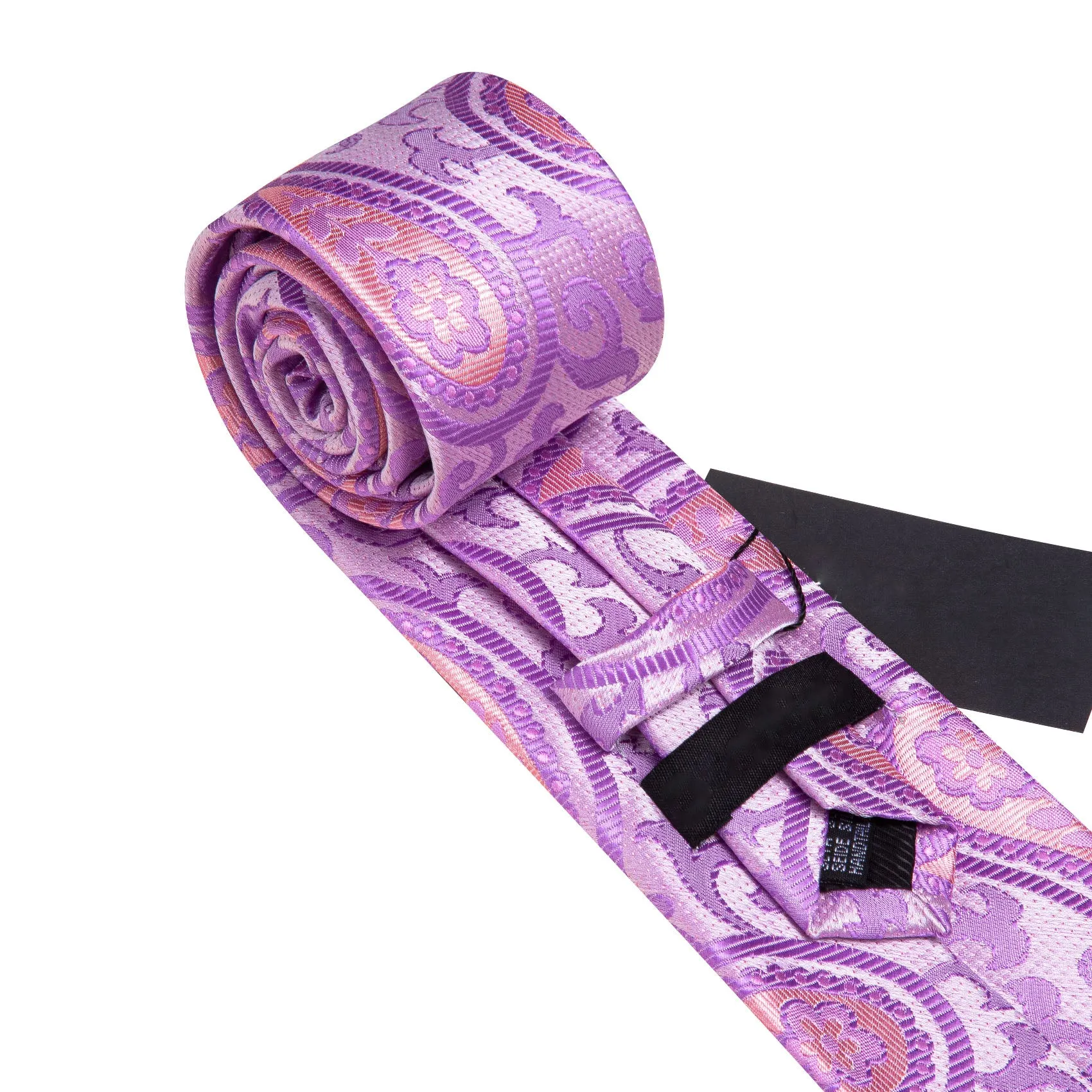 Purple Pink Floral Paisley Silk Necktie Pocket Square Cufflinks Set sold by Ties2You product image thumbnail 5