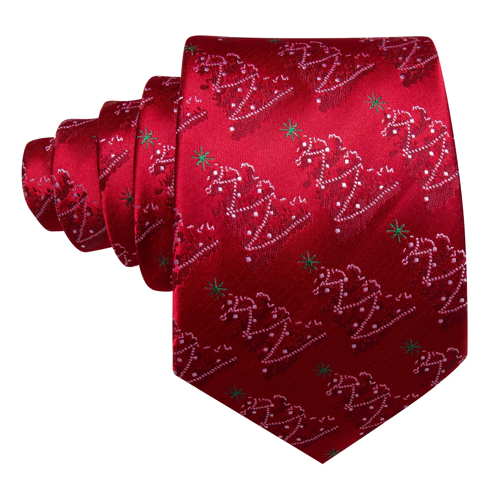 Red Snowflakes Silk Men's Necktie Pocket Square Cufflinks Set sold by Ties2You product image thumbnail 5