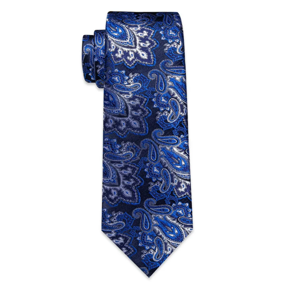 Ties2you Paisley Tie for Men Navy Blue Business Necktie Handkercheif Cufflinks Set sold by Ties2You product image thumbnail 4