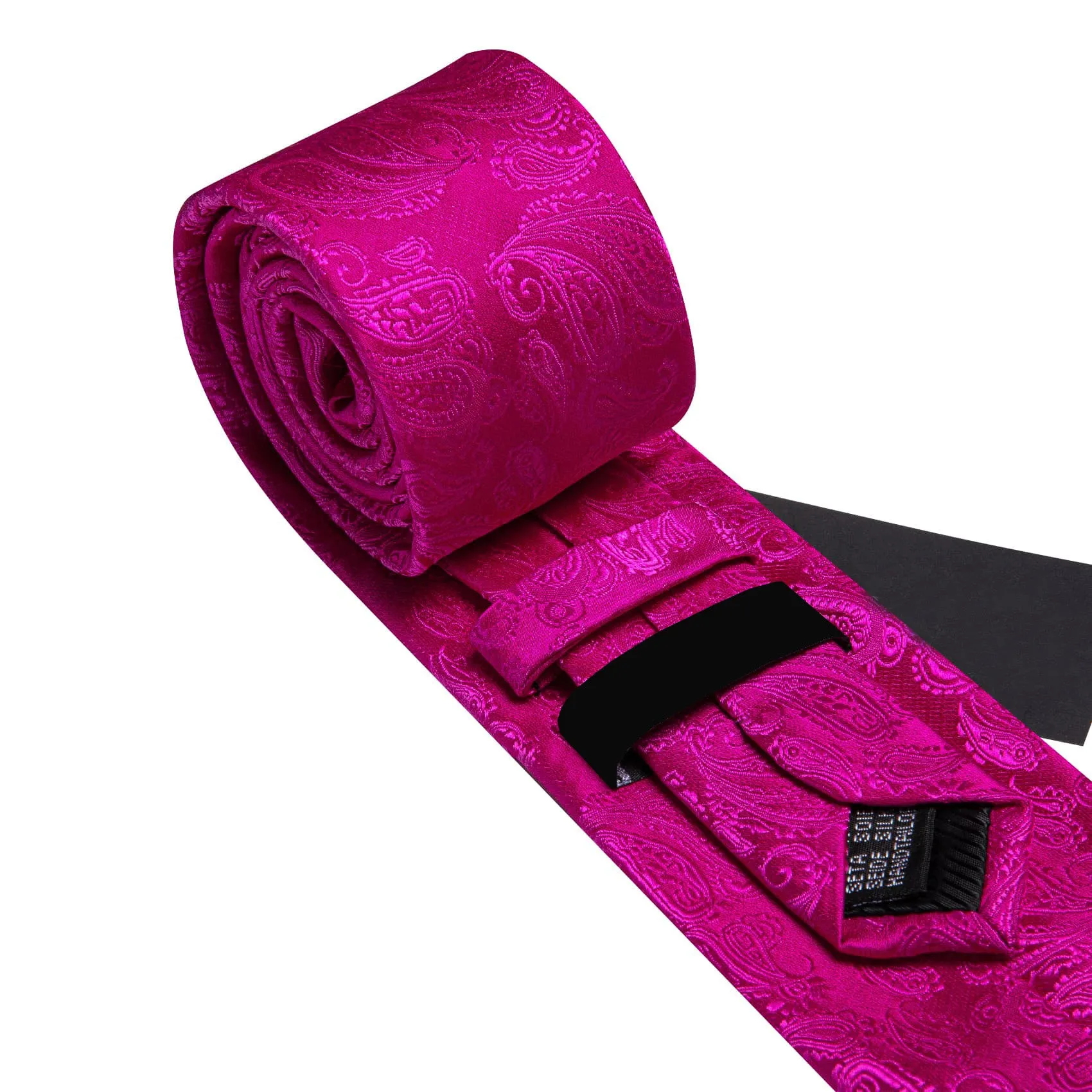Ties2you Tuxedo Tie Magenta Pink Paisley Silk Mens Tie Pocket Square Cufflinks Set sold by Ties2You product image thumbnail 4